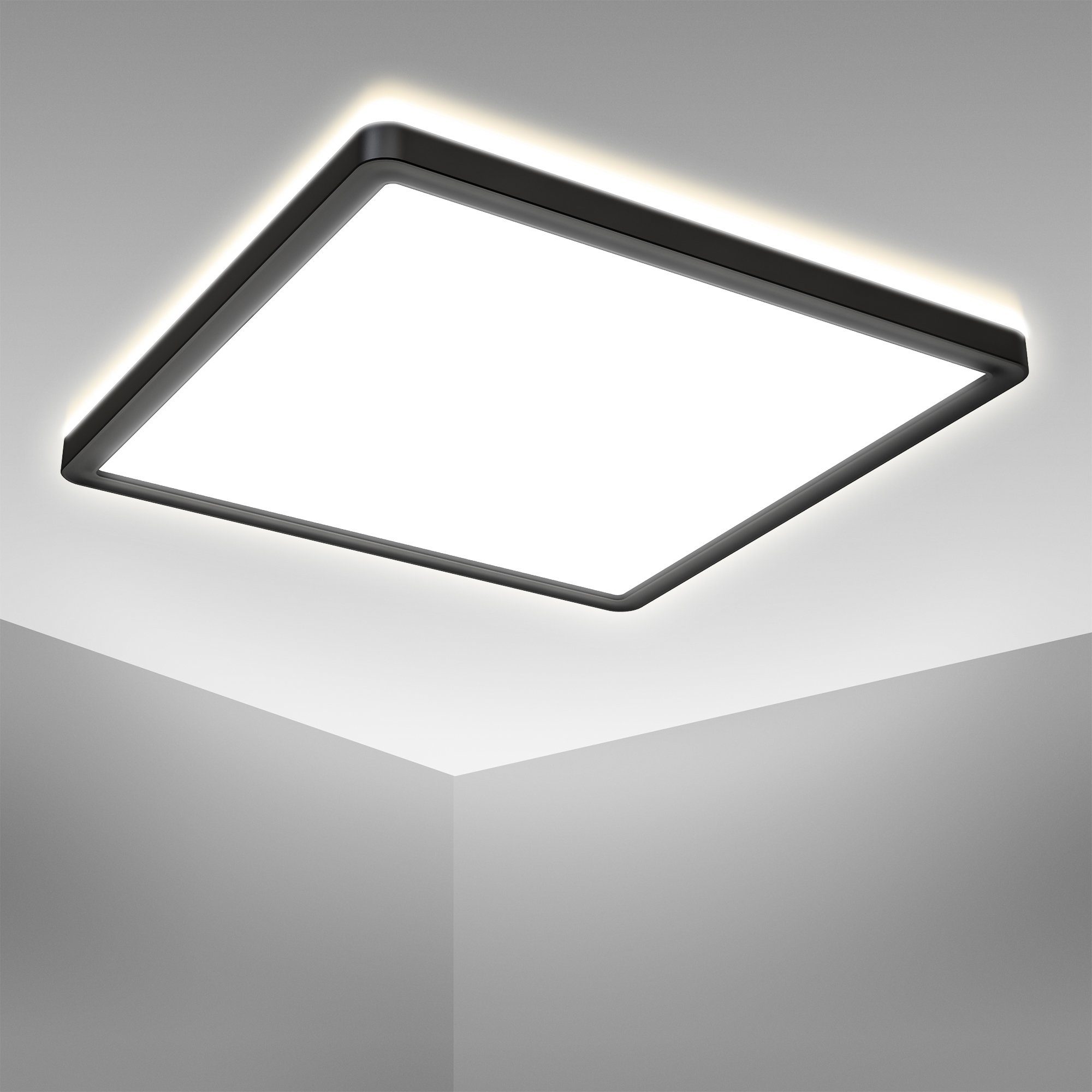 Lm Watt, Panel-Deckenlampe, Licht, integriert, 2.400 4.000K B.K.Licht Flach, mit Neutralweißes Ultra LED Deckenleuchte fest Backlight, 18 293x293x28mm, BK_DP1330 Neutralweiß, LED LED