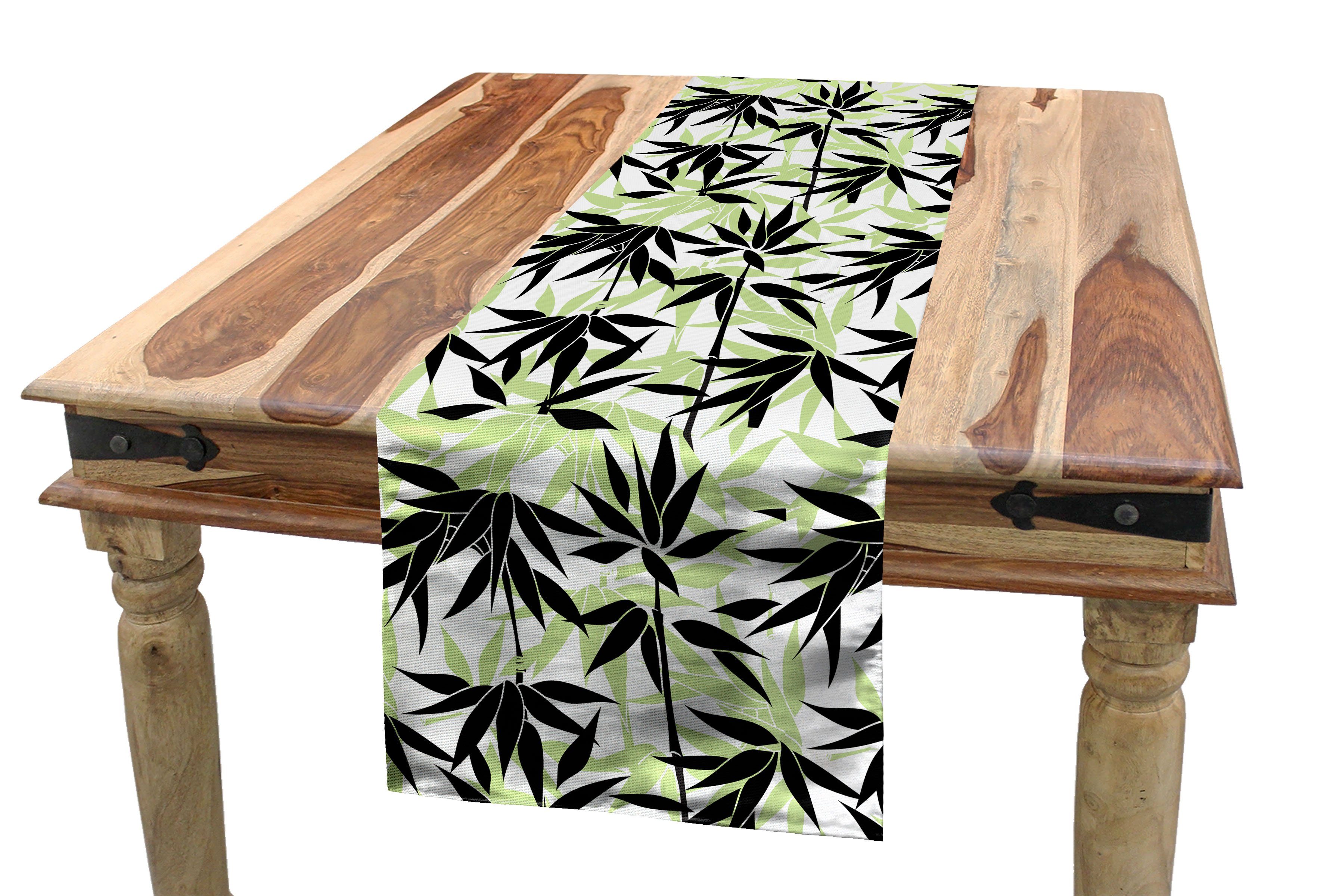 Abakuhaus Tischläufer Esszimmer Küche Rechteckiger Dekorativer Tischläufer, Asiatisch Eastern Bambus-Blatt-Muster