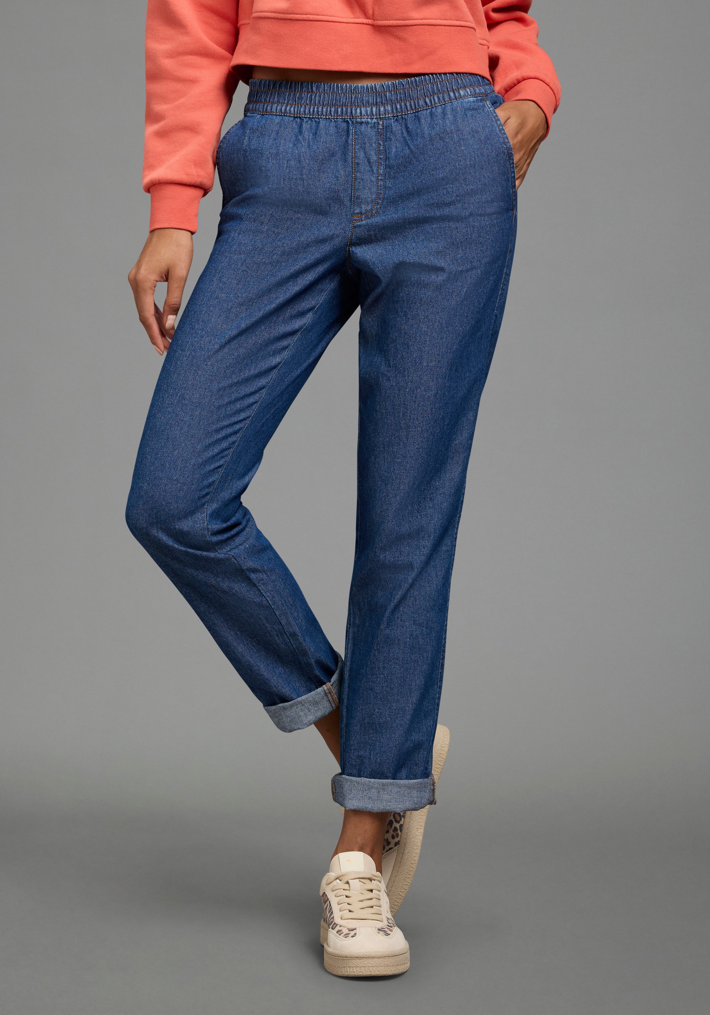 Arizona Relax-fit-Jeans mit Schlupfbund mit geradem Beinverlauf, normale Leibhöhe, aus Baumwolle