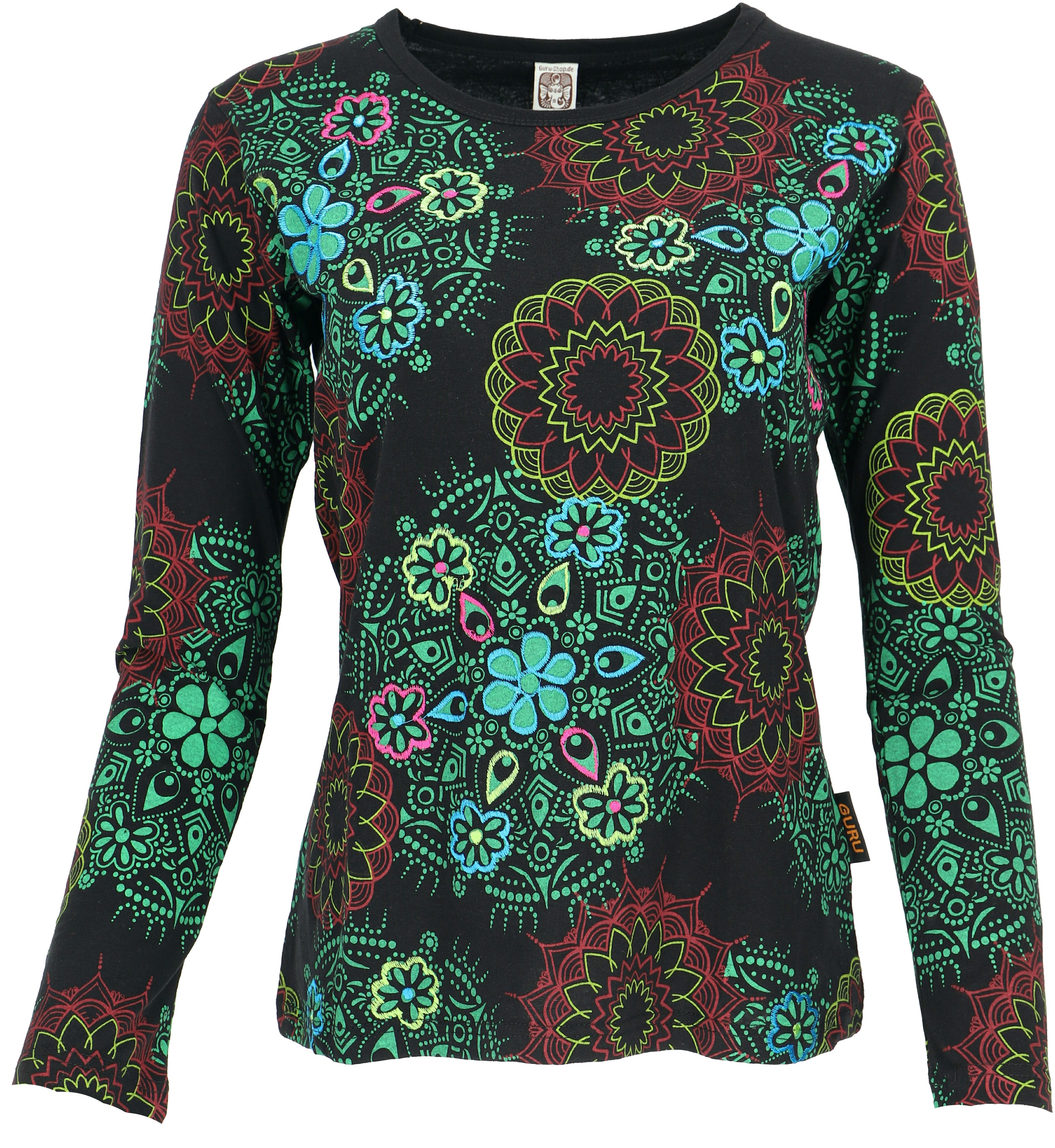 Guru-Shop Longsleeve Besticktes Langarmshirt Hippie chic günstig online kaufen