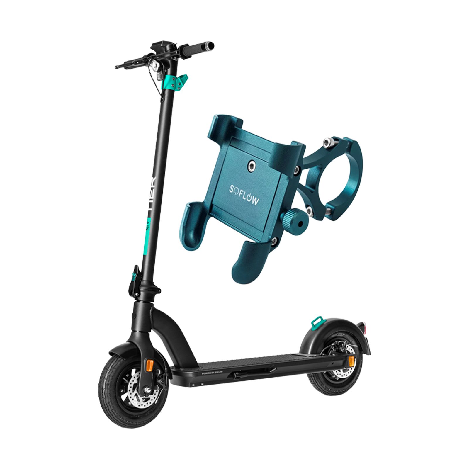 soflow E-Motorroller, 20 km/h, Faltbarer E-Scooter 10 + Handyhalter, Türkis