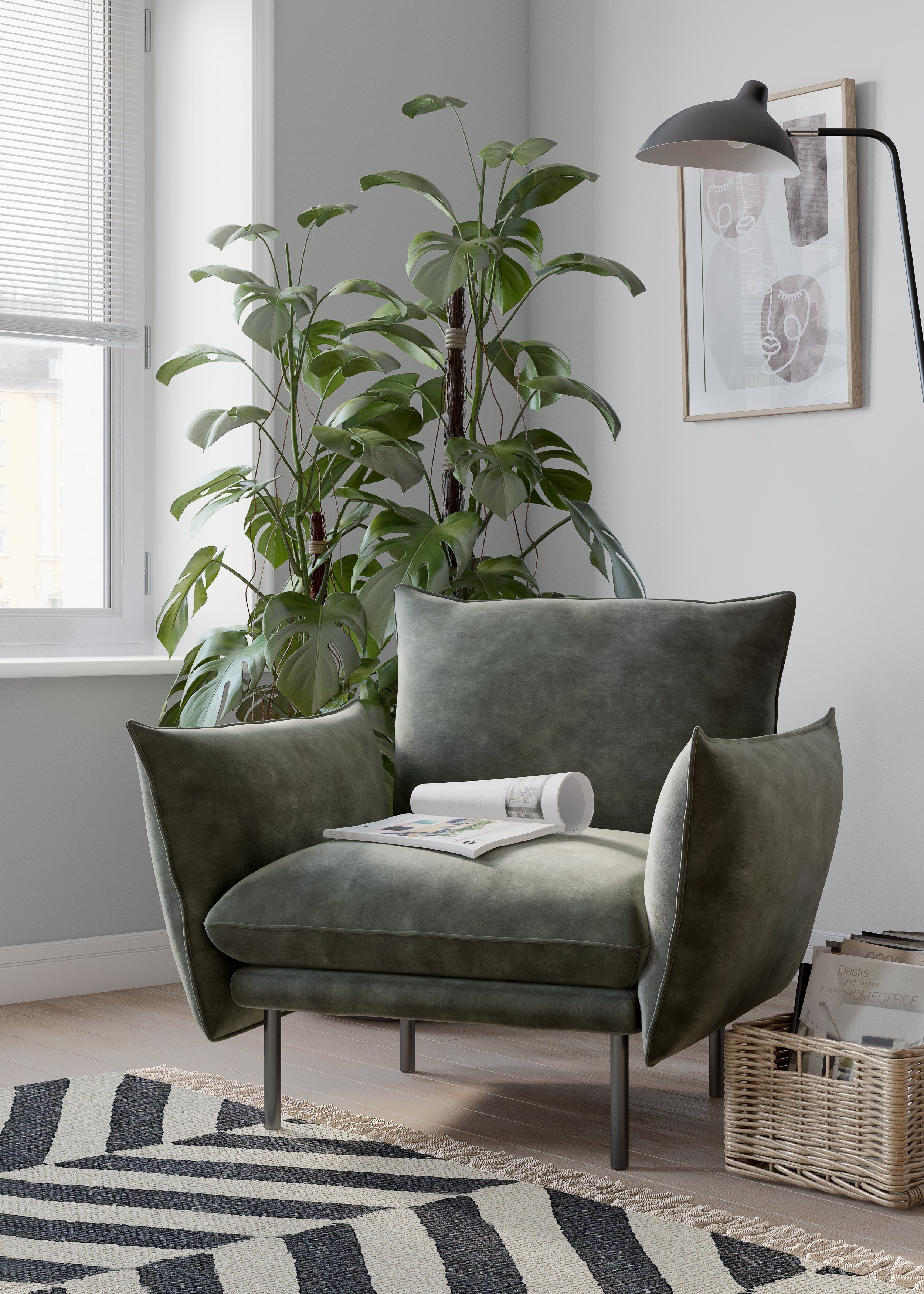 OTTO home Sessel Stine Cocktailsessel, Besonderes Design durch Kissenoptik und Keder, by Morten Georgsen