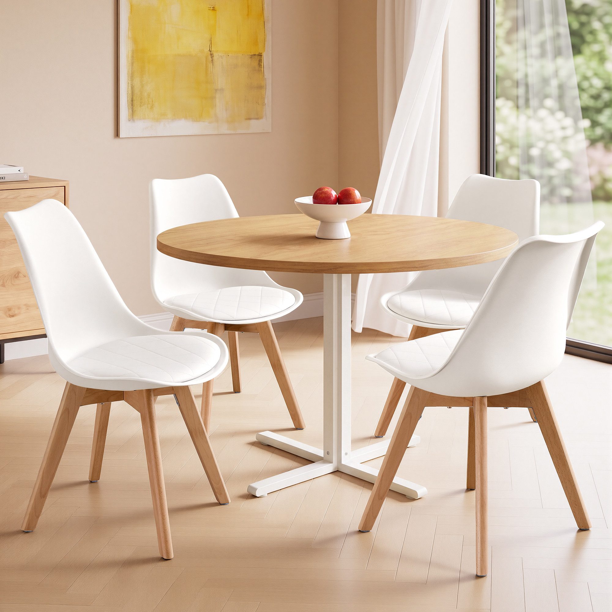 VASAGLE Esszimmerstuhl aus PU-Leder und Buchenholz, für Esszimmer und Büro, Gepolsterte Küchenstühle, 6er Set, 46,5 x 57 x 79 cm – Bild 3 von 5