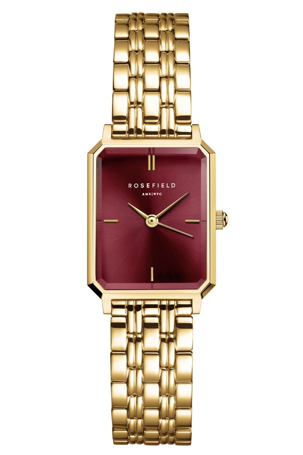 ROSEFIELD Quarzuhr Octagon XS Goldfarben/Burgunderrot günstig online kaufen
