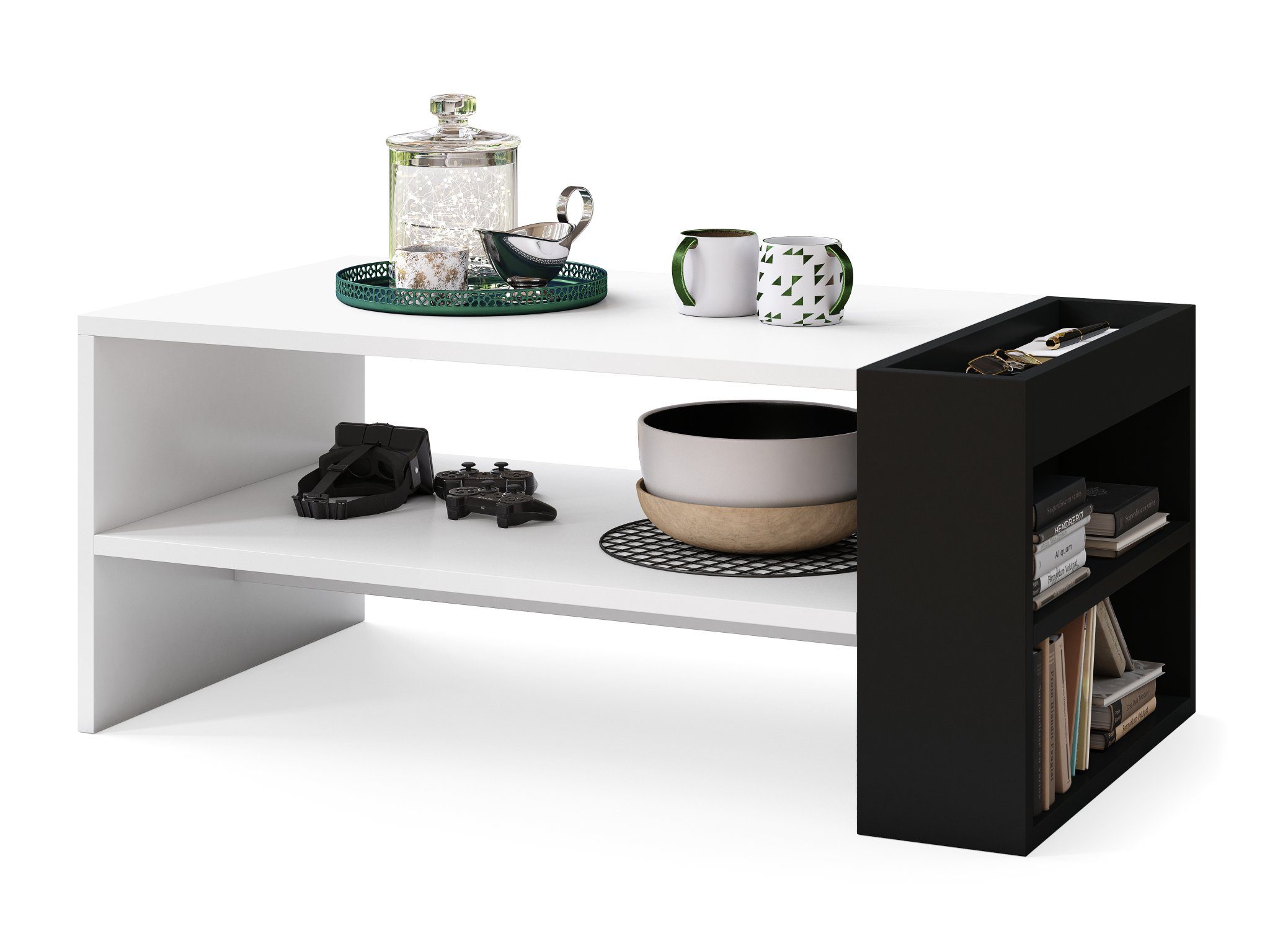 Wohnzimmertisch - mit Tisch designimpex Couchtisch Ablagefläche Design Weiß Couchtisch matt matt Nefri Schwarz