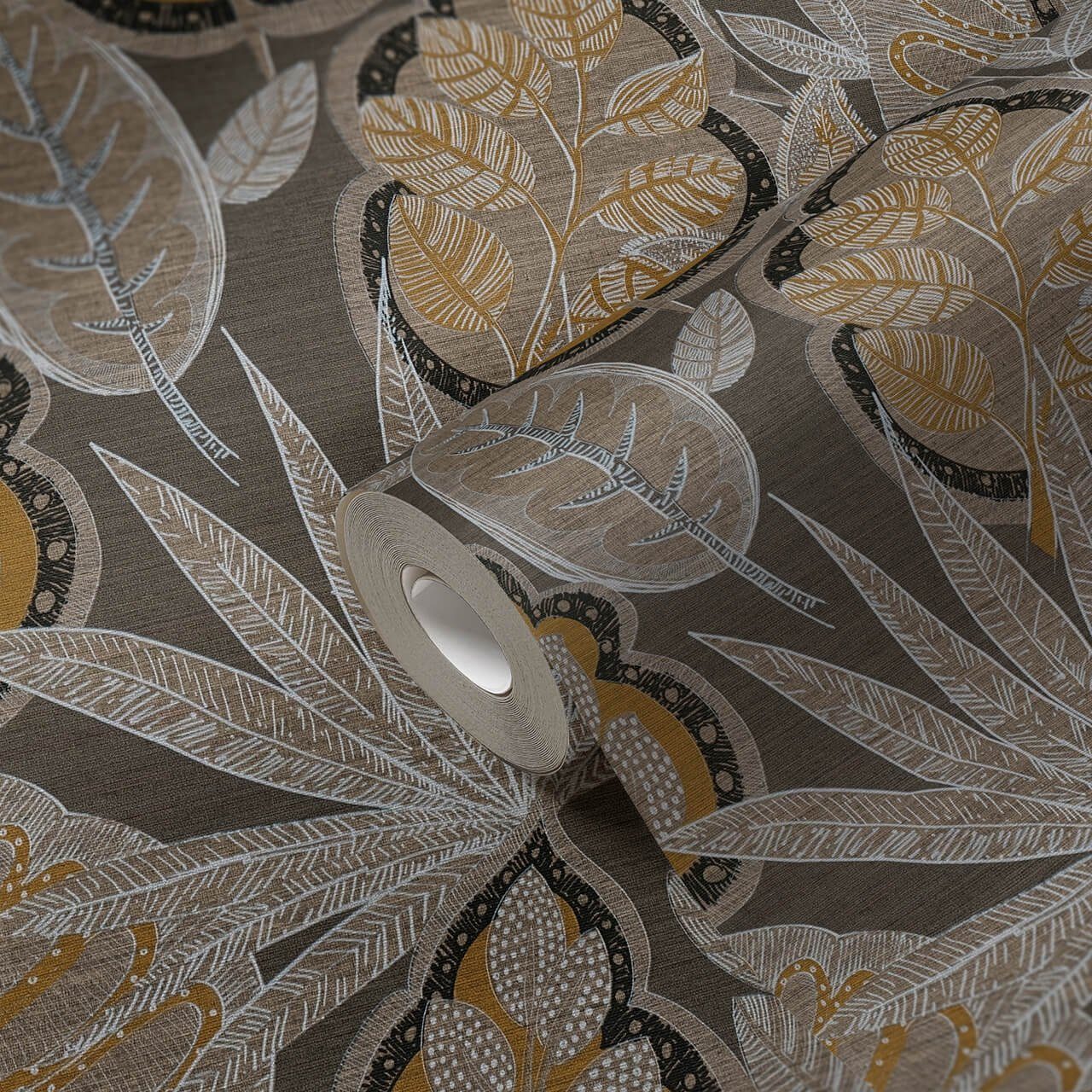 KUNSTLOFT Vliestapete lichtbeständige matt, Glory 0.53x10.05 natur, gelb m, Tapete Garden Design