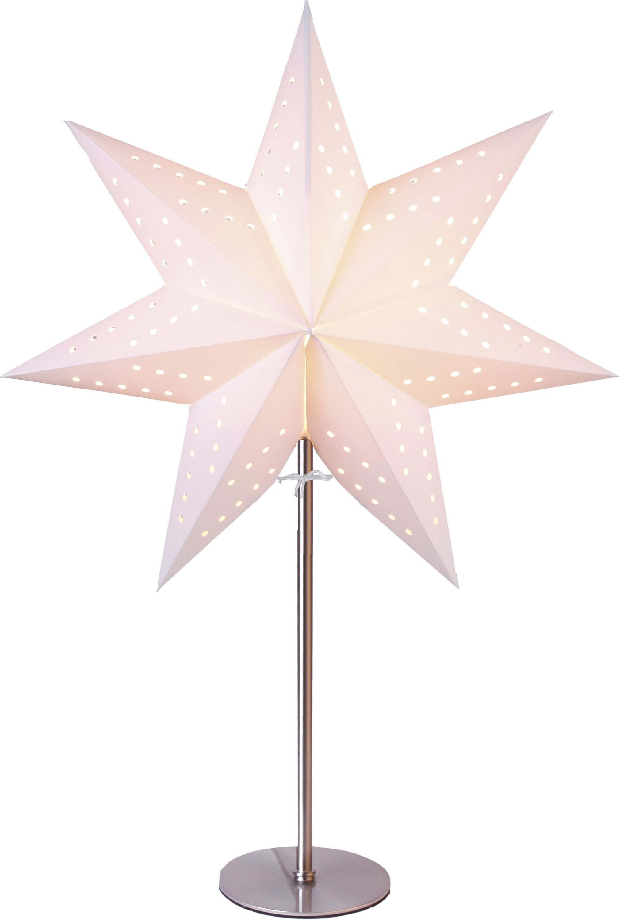 STAR TRADING LED Dekolicht Bobo, Tischleuchte -Bobo mit Papierstern, weiß, 34x51cm