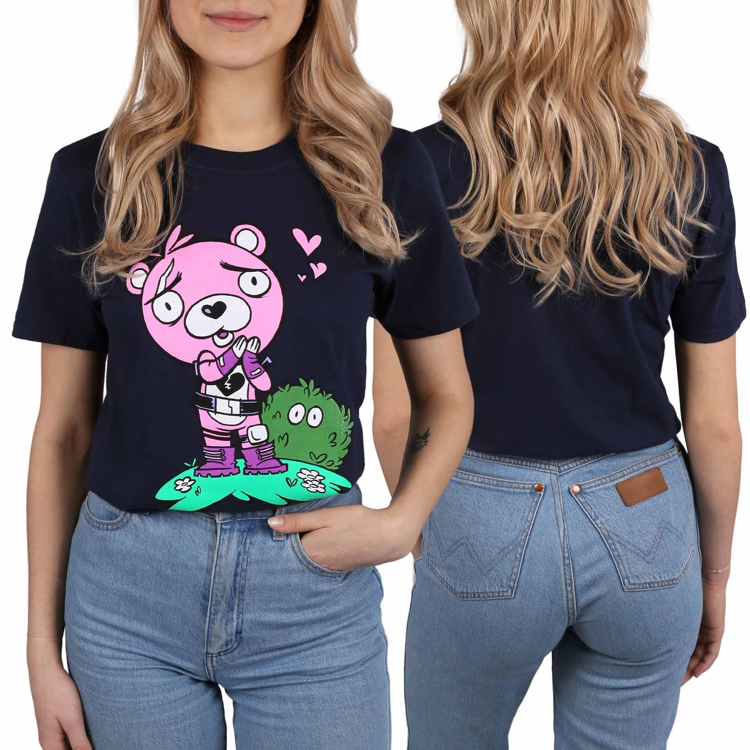 Sarcia.eu T-Shirt Marineblaues Kurzarm-T-Shirt für Frauen mit rosa Fortnite-Teddybär M