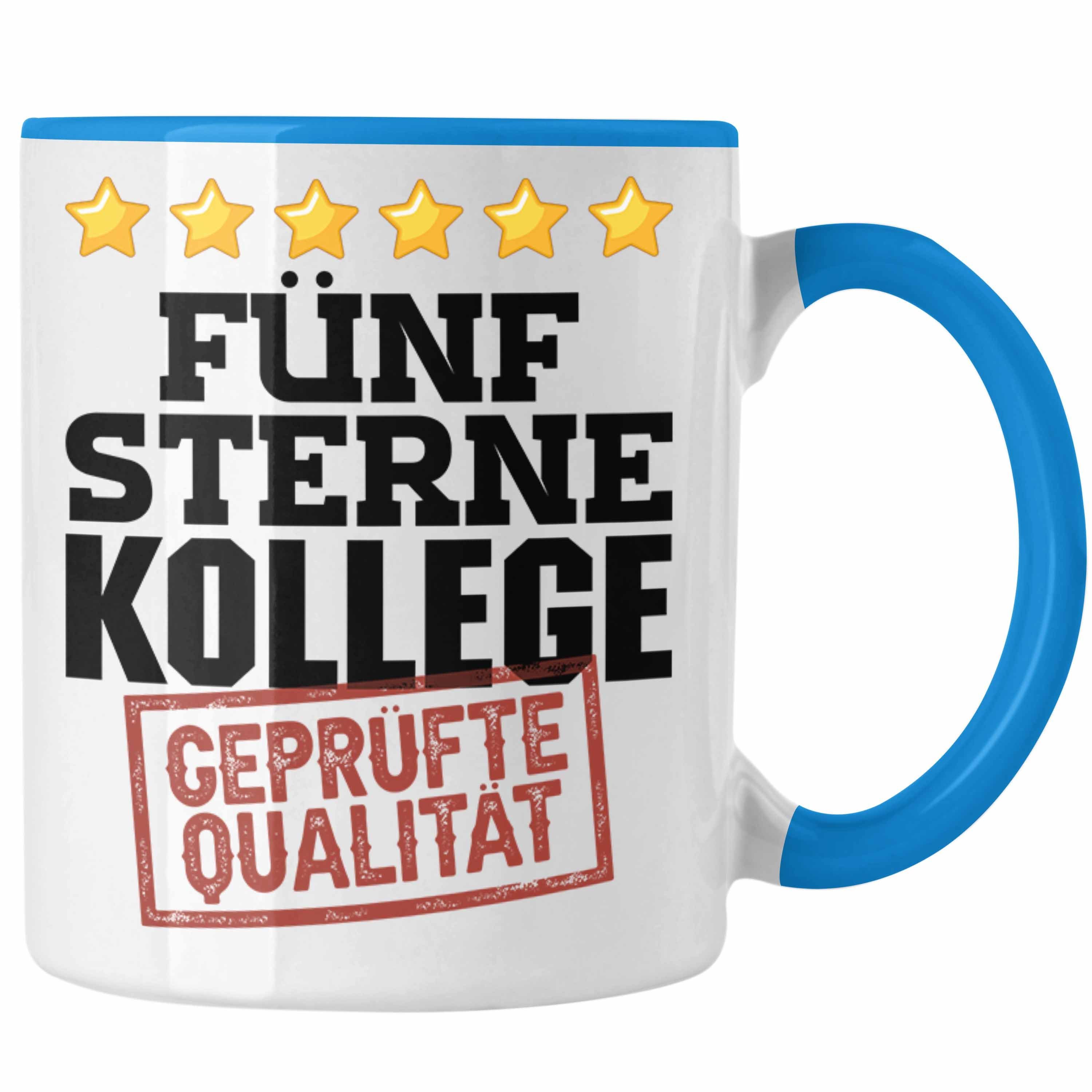 Trendation Tasse Bester Kollege Tasse Geschenk für Besten Arbeitskollegen Lustiger Spru Blau