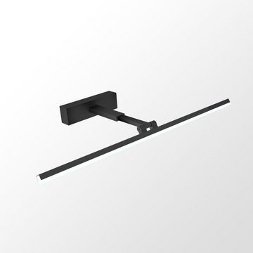 WDWRITTI Spiegelleuchte Bad 60cm LED Schwarz Wandleuchte Badezimmer Lampe Kaltweiß 6500K, 180° Drehbar, Dehnbar 17-30cm, LED fest integriert, Kaltweiß-6500K, Aluminium Schminklicht, energiesparender, IP44