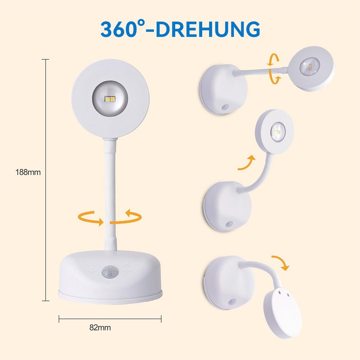 DOPWii Wandleuchte Menschlichen Für Wandlampe,Intelligentes LED-Licht Mit Sensor Den