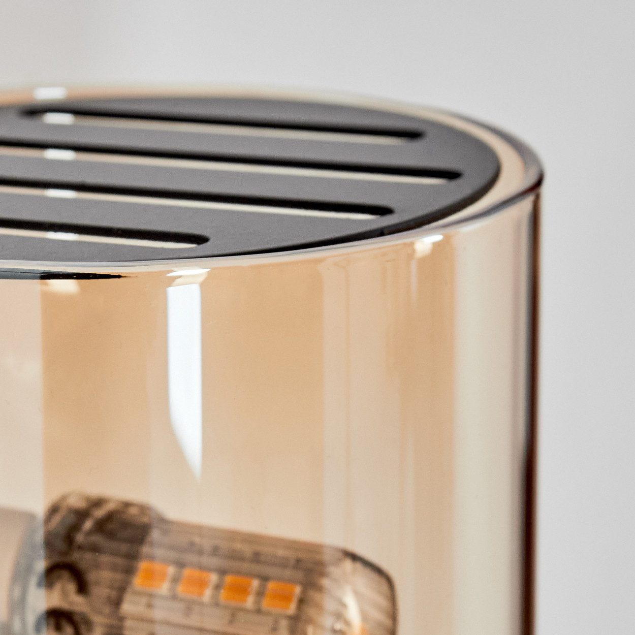 hofstein Wandleuchte Wandlampe aus Metall/Glas in Schwarz/Bernstein, ohne Leuchtmittel, moderne Up&Down-Leuchte mit Lichteffekt, Schalter am Gehäuse, G9