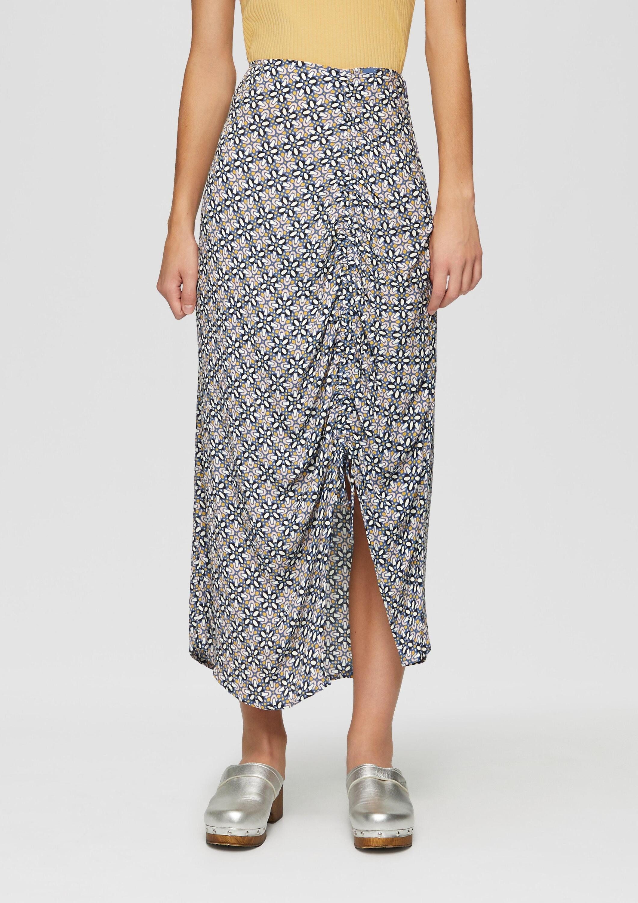 QS Midirock Rock Gemusterter Midirock mit verstellbarer Raffung