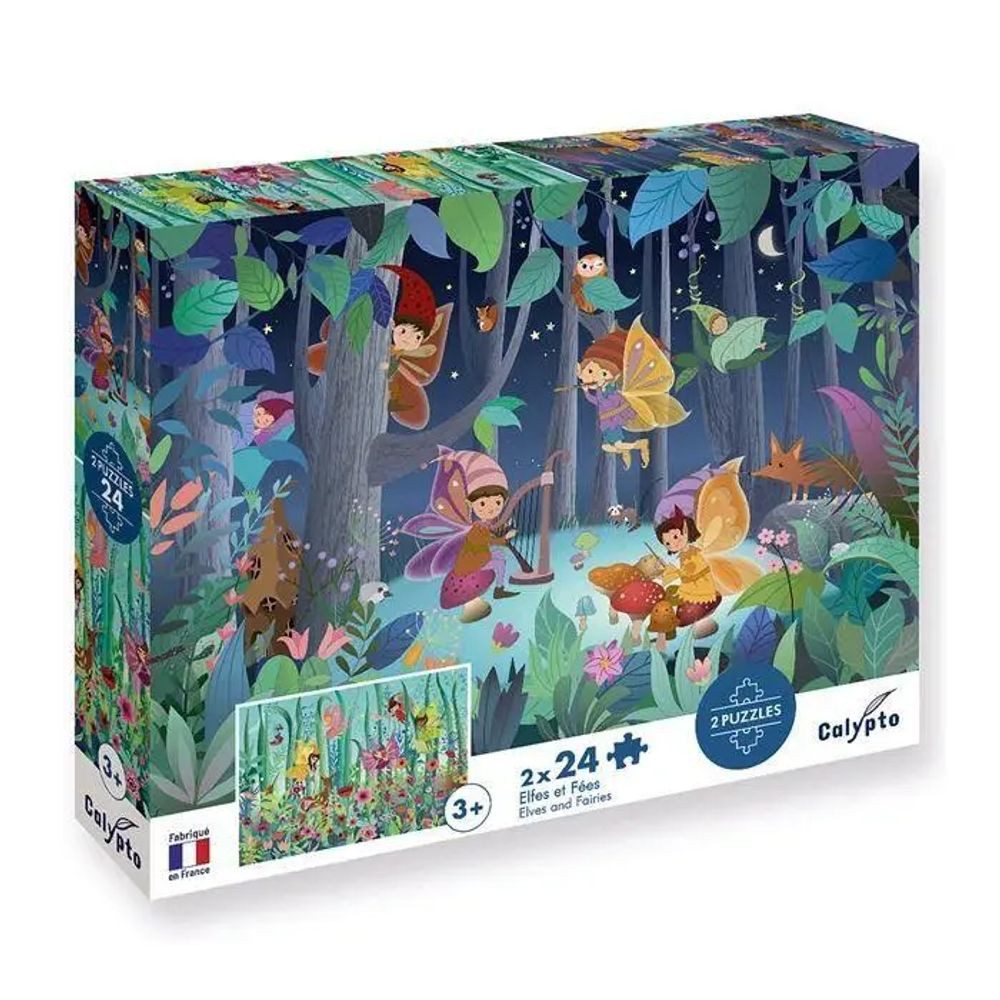 BrainBox Puzzle Elfen und Feen 2x24 Teile Puzzle, 24 Puzzleteile