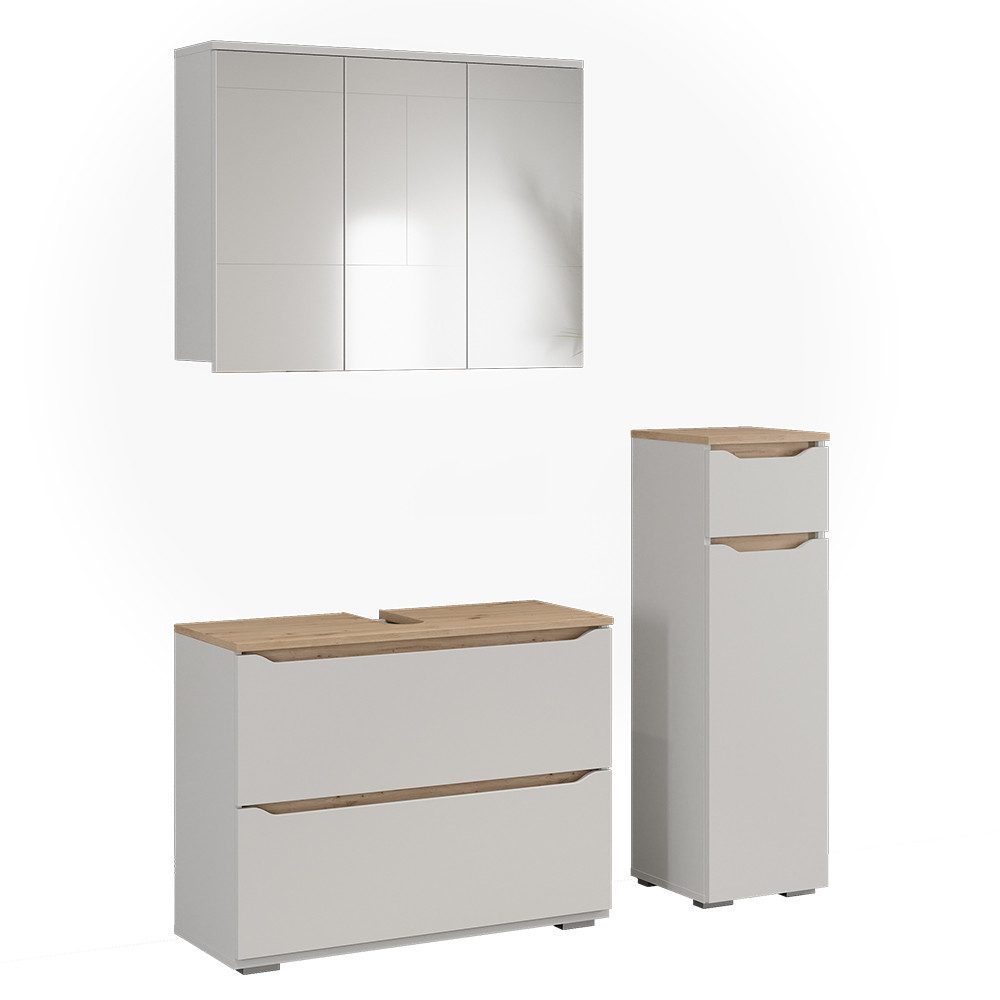 Vicco Badmöbel-Set Ruben, Weiß/Artisan-Eiche, 3-teiliges Set, (3-St., 3er Set)