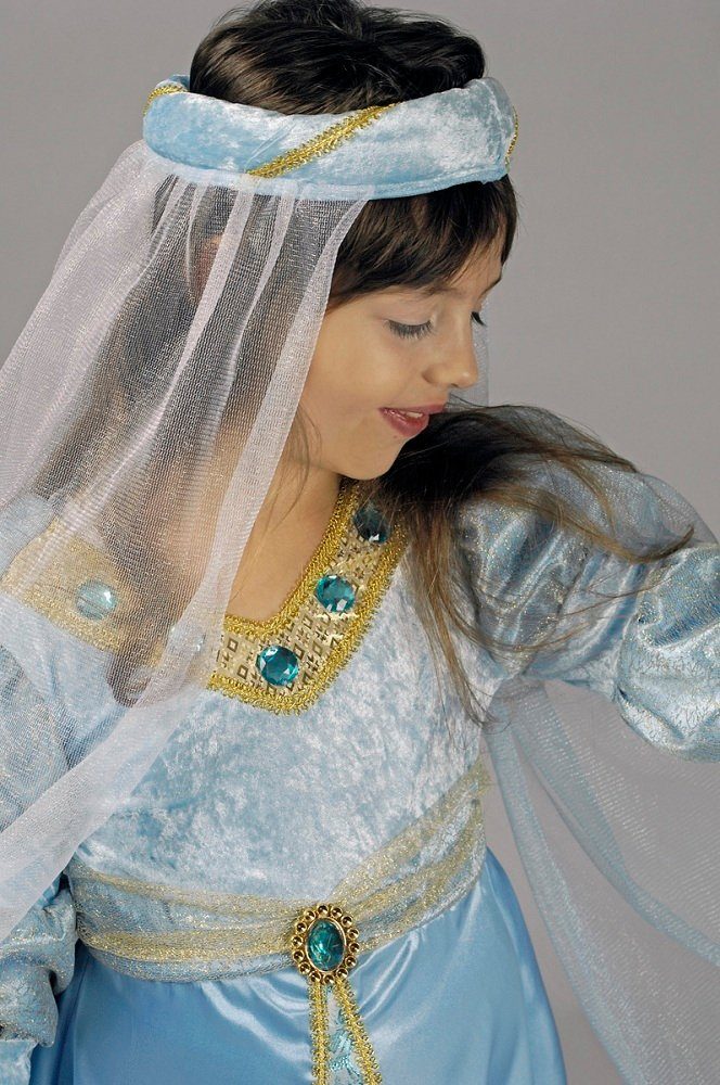 Das Kostümland Burgfräulein-Kostüm Bianca Kostüm für Mädchen - Hellblau, Prinzessin Kinder