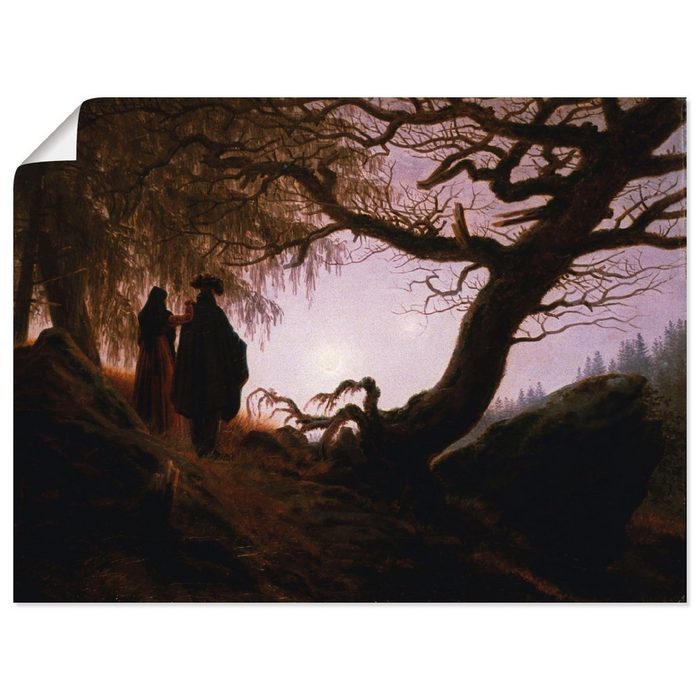 Artland Wandbild Mann und Frau Mondbetrachtung 1830/35 Paar (1 St) als Leinwandbild Wandaufkleber oder Poster in versch. Größen