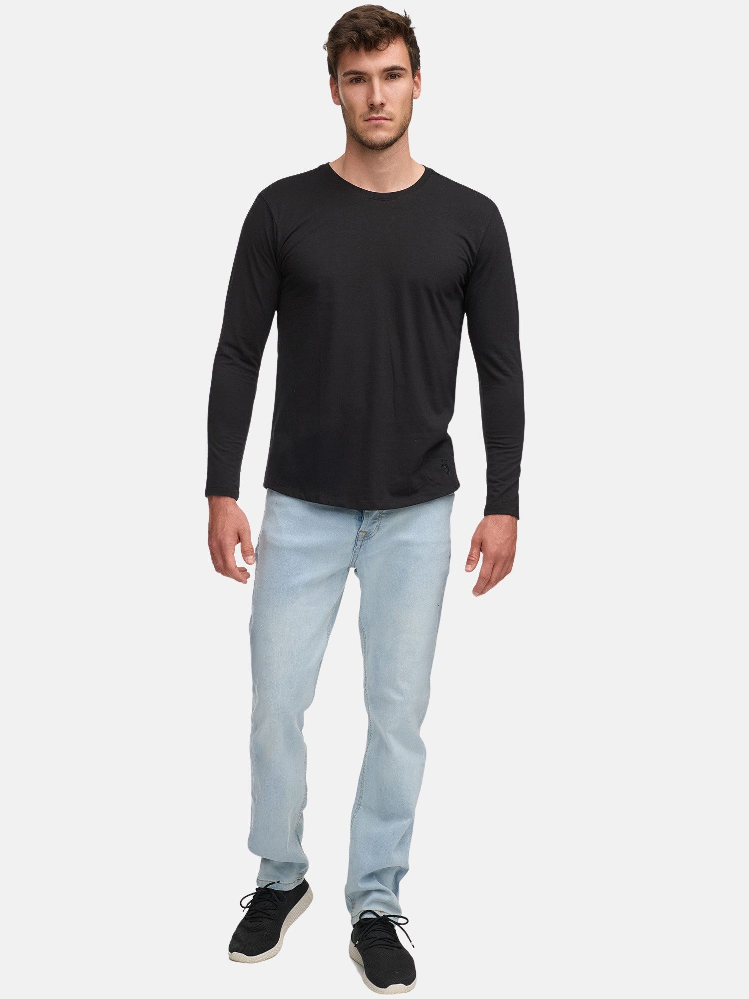Tazzio Rundhalspullover Langarmshirt E108 (Packung, 2-tlg., 2er-Pack) Langarm, Rundhalsausschnitt, unifarben