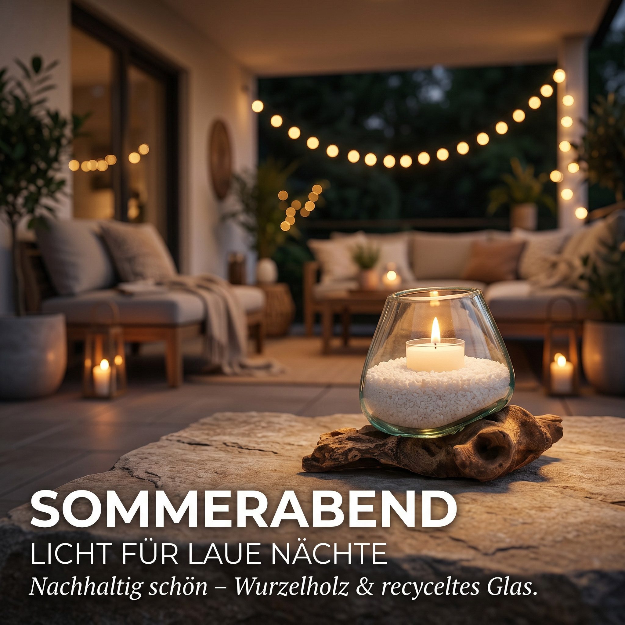 AlPa Living 100% Handmade Windlicht Glas auf Wurzelholz ca. 14 cm, Unikat