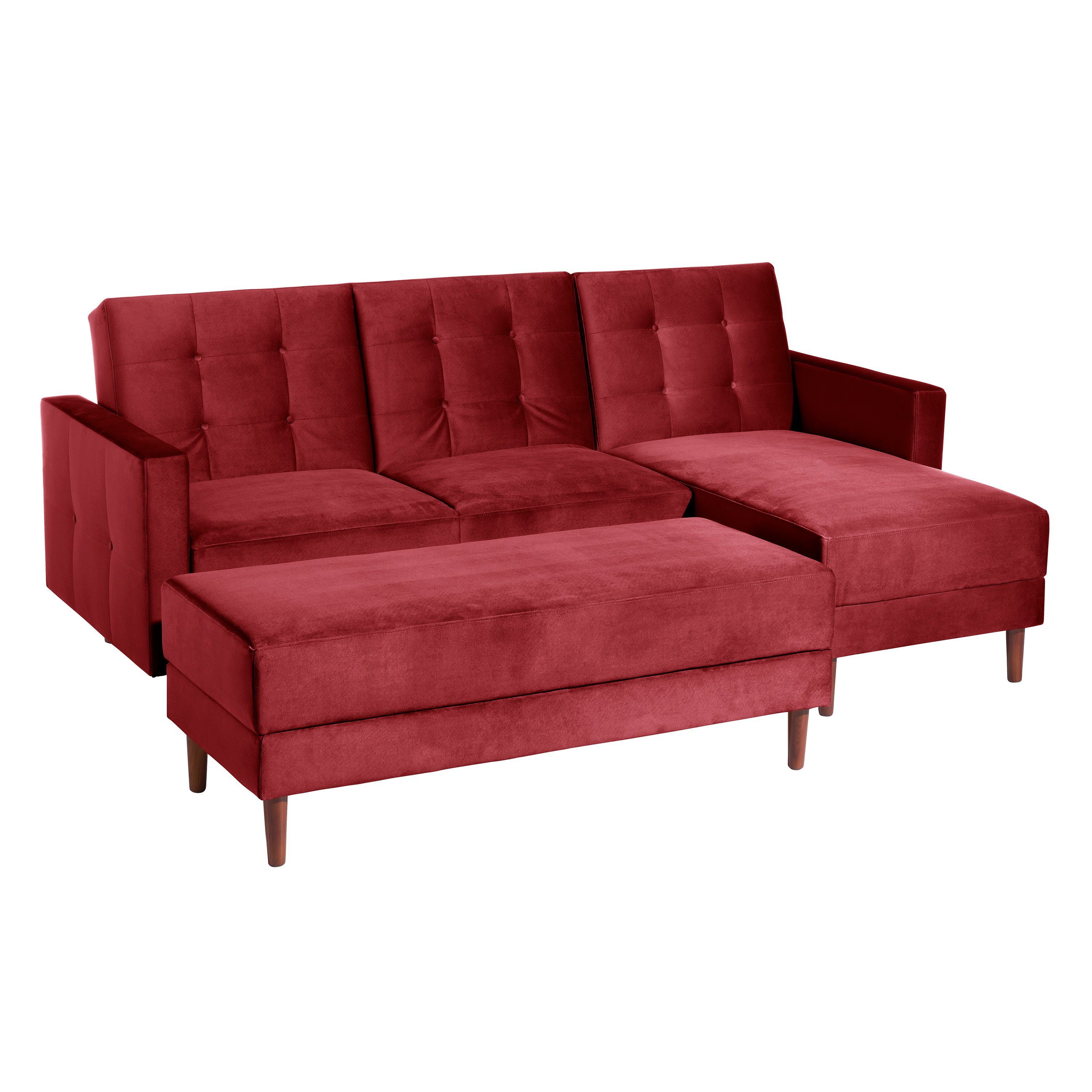 Max Winzer® Sofa Easy mit Hocker rot Relax, Samt Funktionssofa