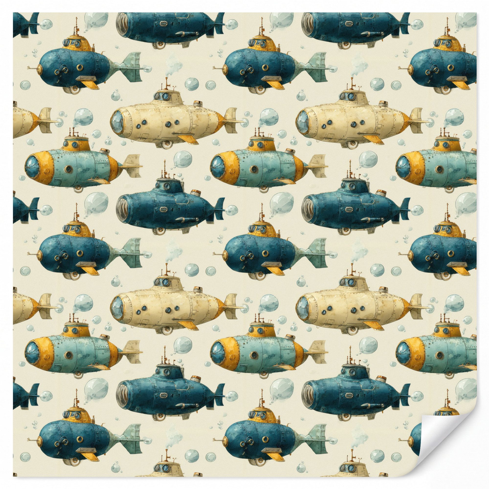 OnlyWow Fototapete Kinderzimmer - Tauchboot - Fantasie - Farbenfroh, Matt, bedruckt, Wohnzimmer, Modern, Wandtapete, Vinyl Tapete 220x240cm