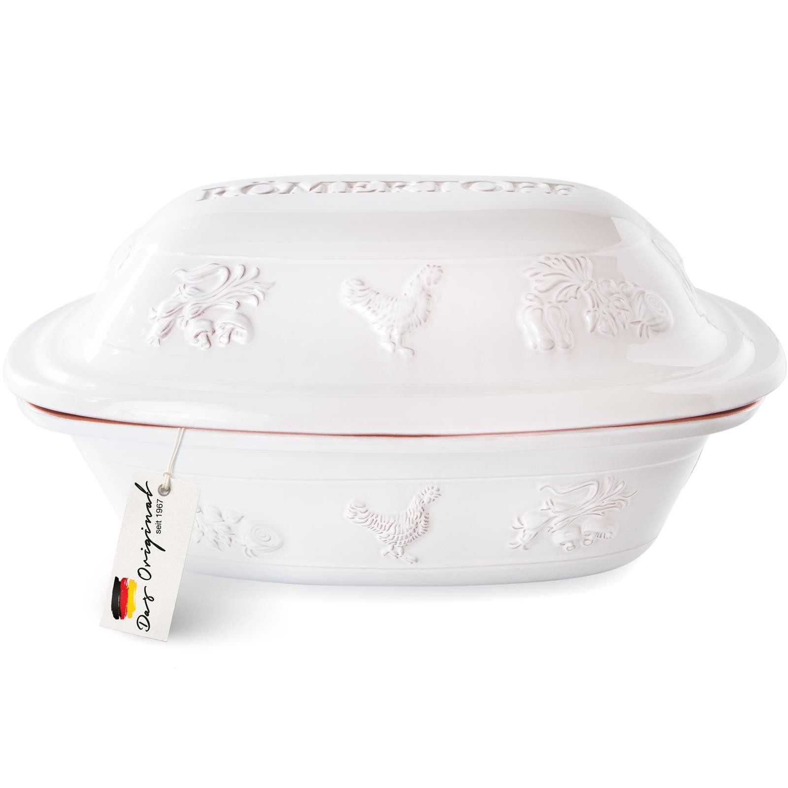 RÖMERTOPF Bräter Großer Bräter RUSTICO, für 6 Personen, Keramik (Set), antihaft