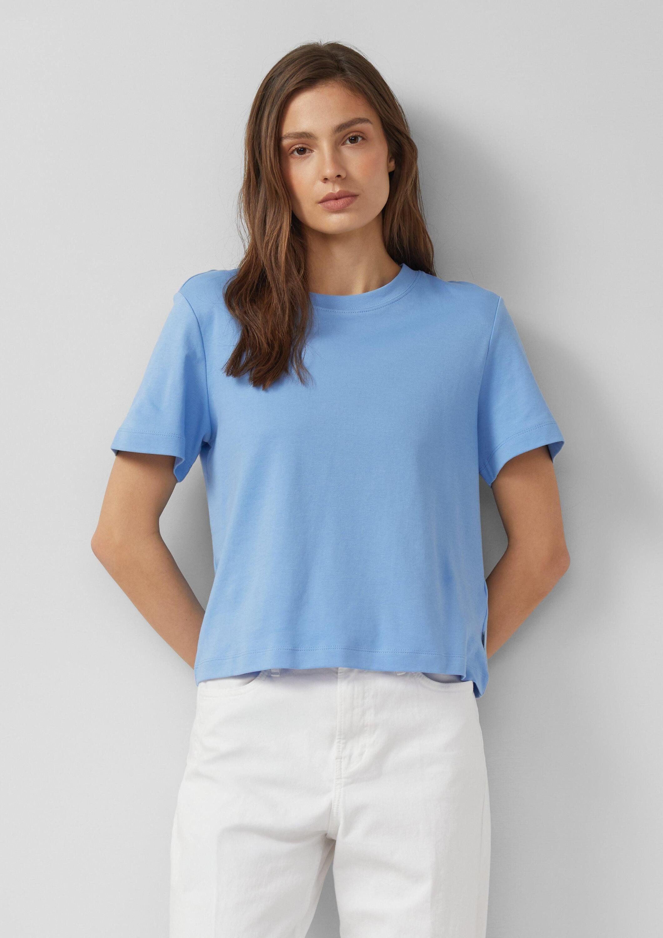 s.Oliver Kurzarmshirt T-Shirt Verkürztes T-Shirt aus Interlockjersey