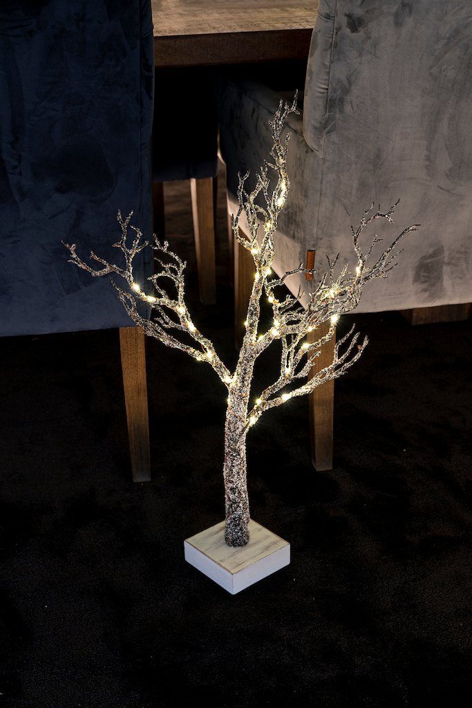 Sirius Home A/S LED Baum Tora Tree beschneit braun, LED fest integriert, warmweiß