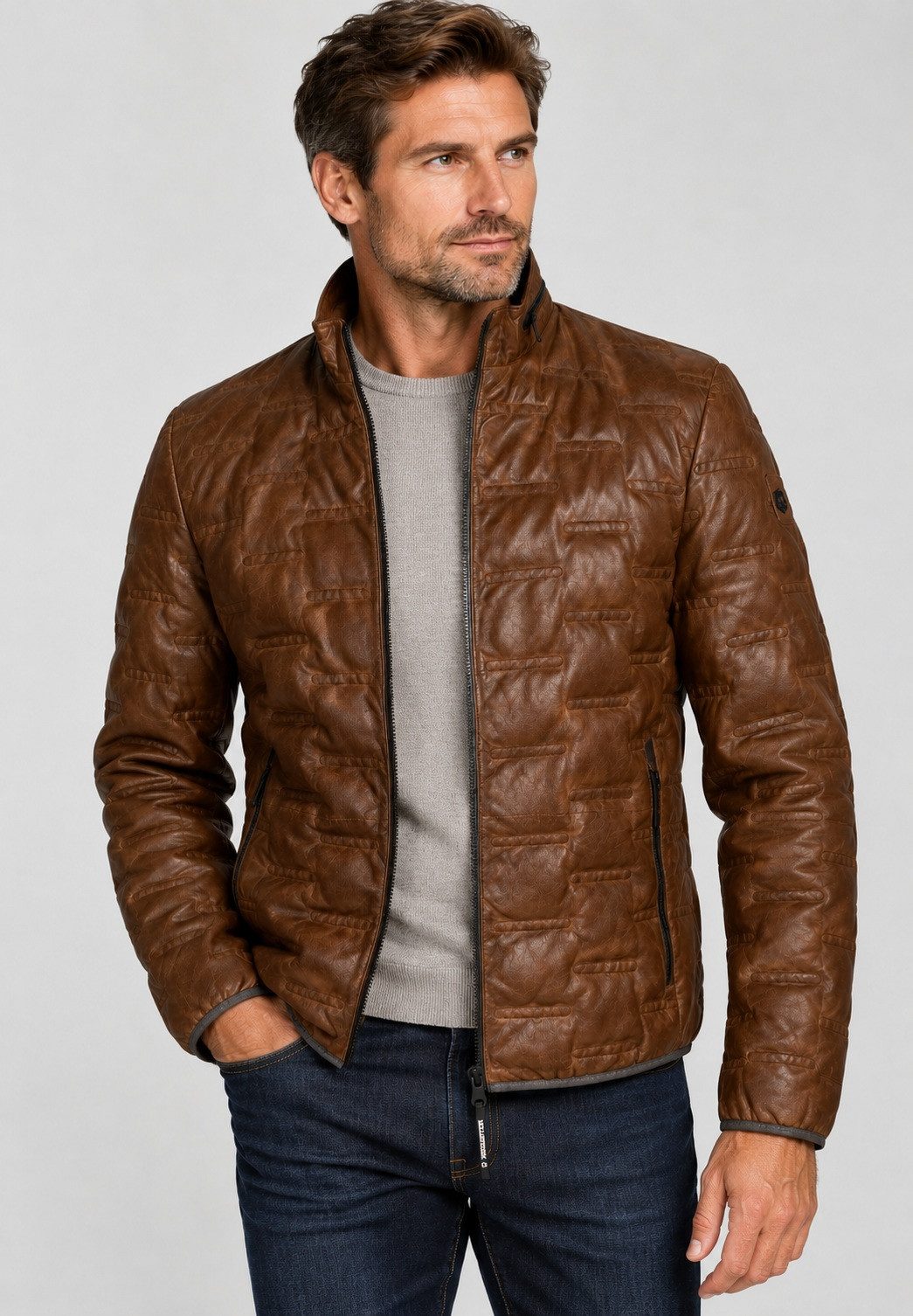 MILESTONE Lederjacke MSAversa Butterweiches Lammnappa mit Steppoptik & Sorona® Wattierung