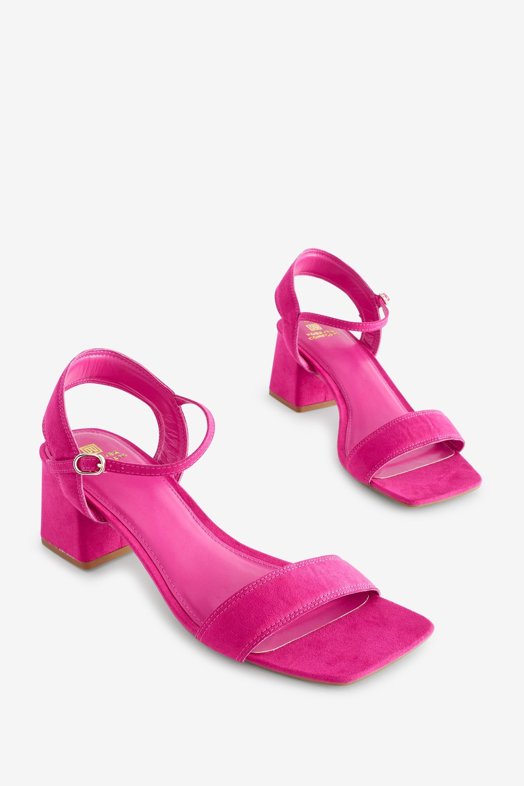 Forever Schlichte Pink Sandalette Sandalen Comfort mit Next Blockabsatz (1-tlg)