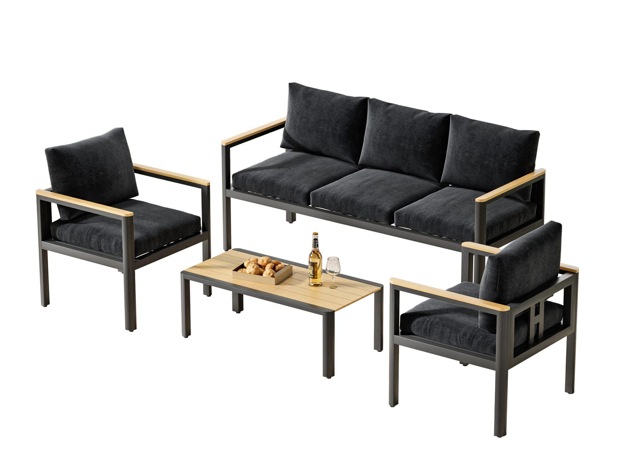 MeXo Gartenlounge-Set, (Gartenmöbel Set Aluminium, 4-tlg., günstig online kaufen