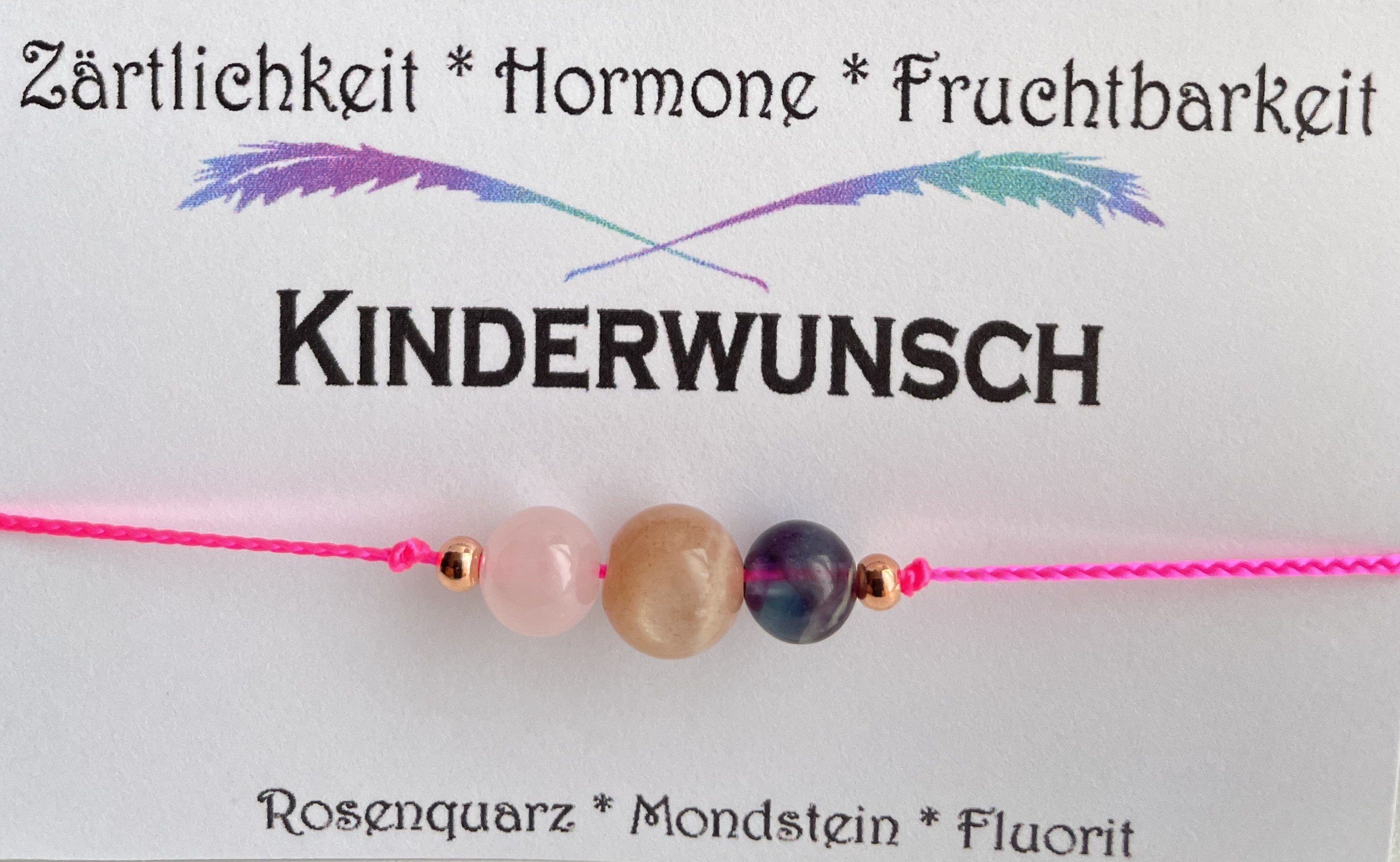 Rosenquarz Mondstein Edelstein (1-tlg) Fluorit Kinderwunsch, Wandtattoodesign Armband Armband