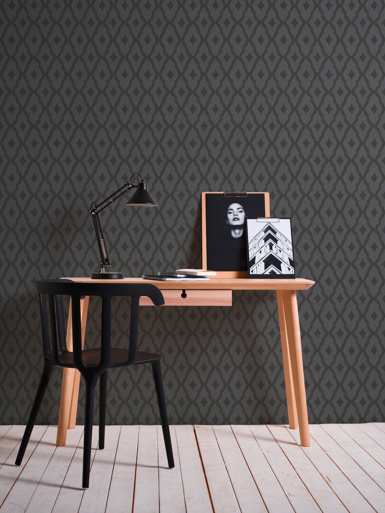Tessuto, Textiltapete A.S. grau/schwarz Tapete Paper Création samtig, Architects Streifen