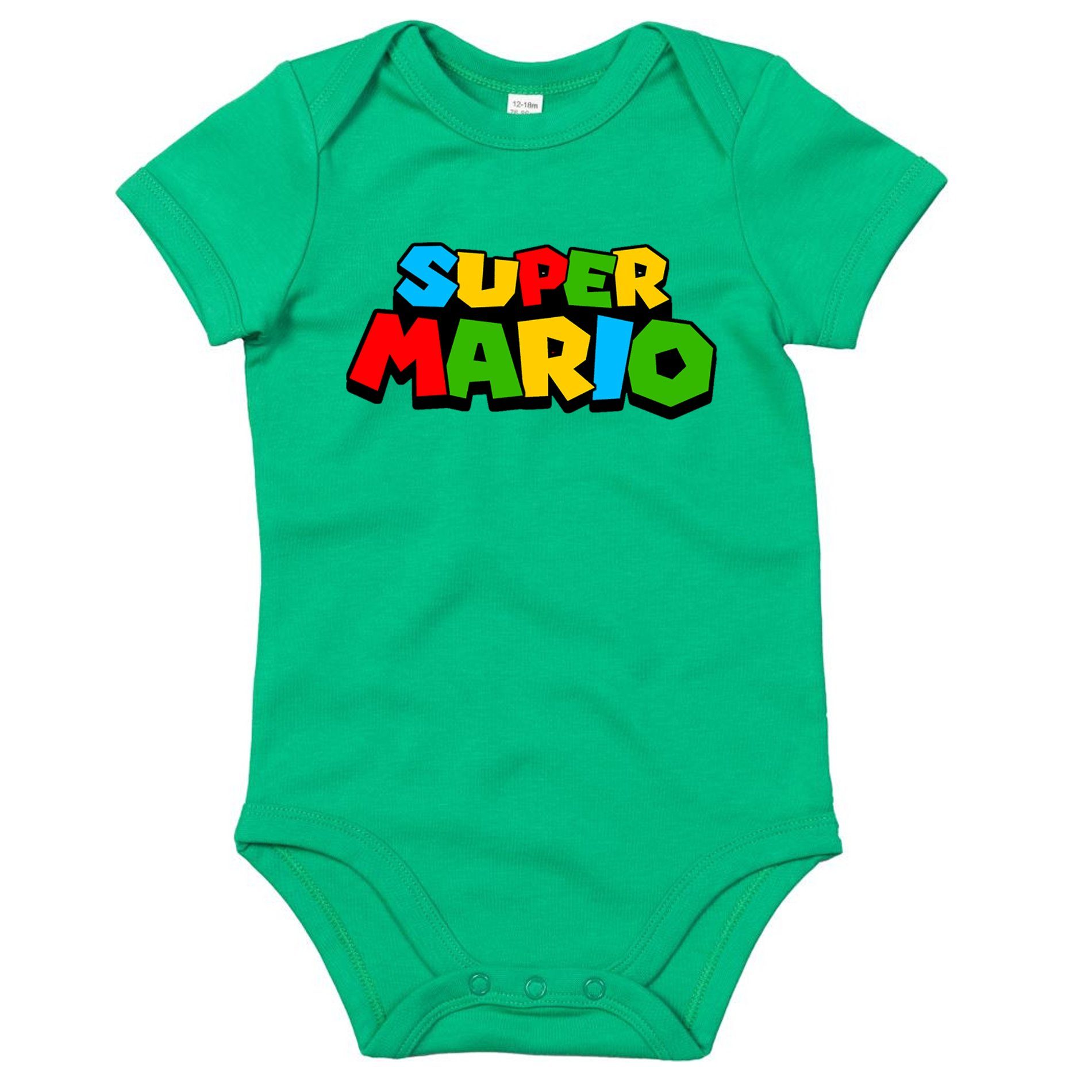 Blondie & Brownie Strampler Kinder Baby Super Mario Nintendo Gamer Gaming Konsole Spiele Grün