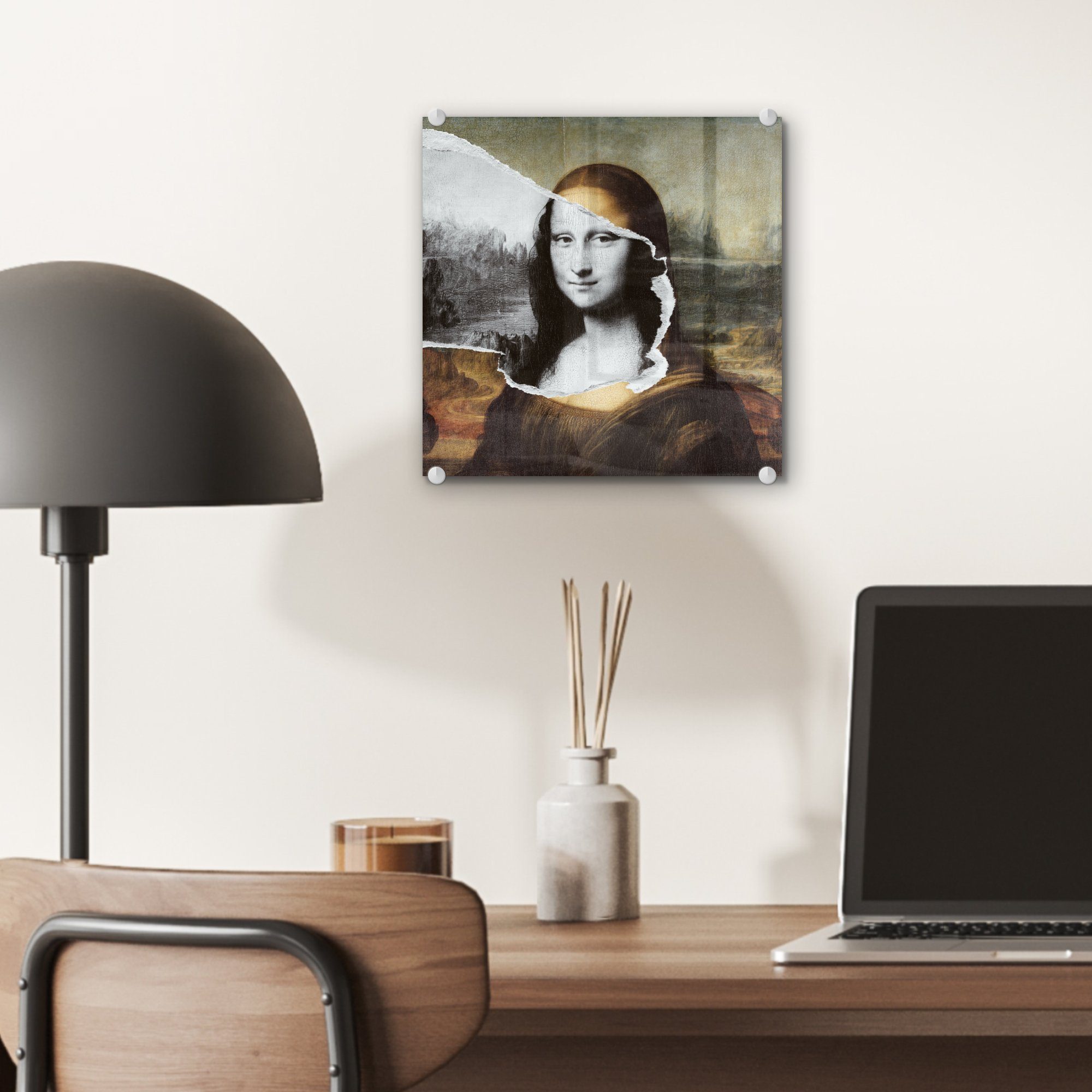 Mona Alte (1 Da - Vinci auf Lisa Acrylglasbild Bilder MuchoWow - auf Glasbilder St), Wandbild Glas Foto - - Wanddekoration Glas - Meister,