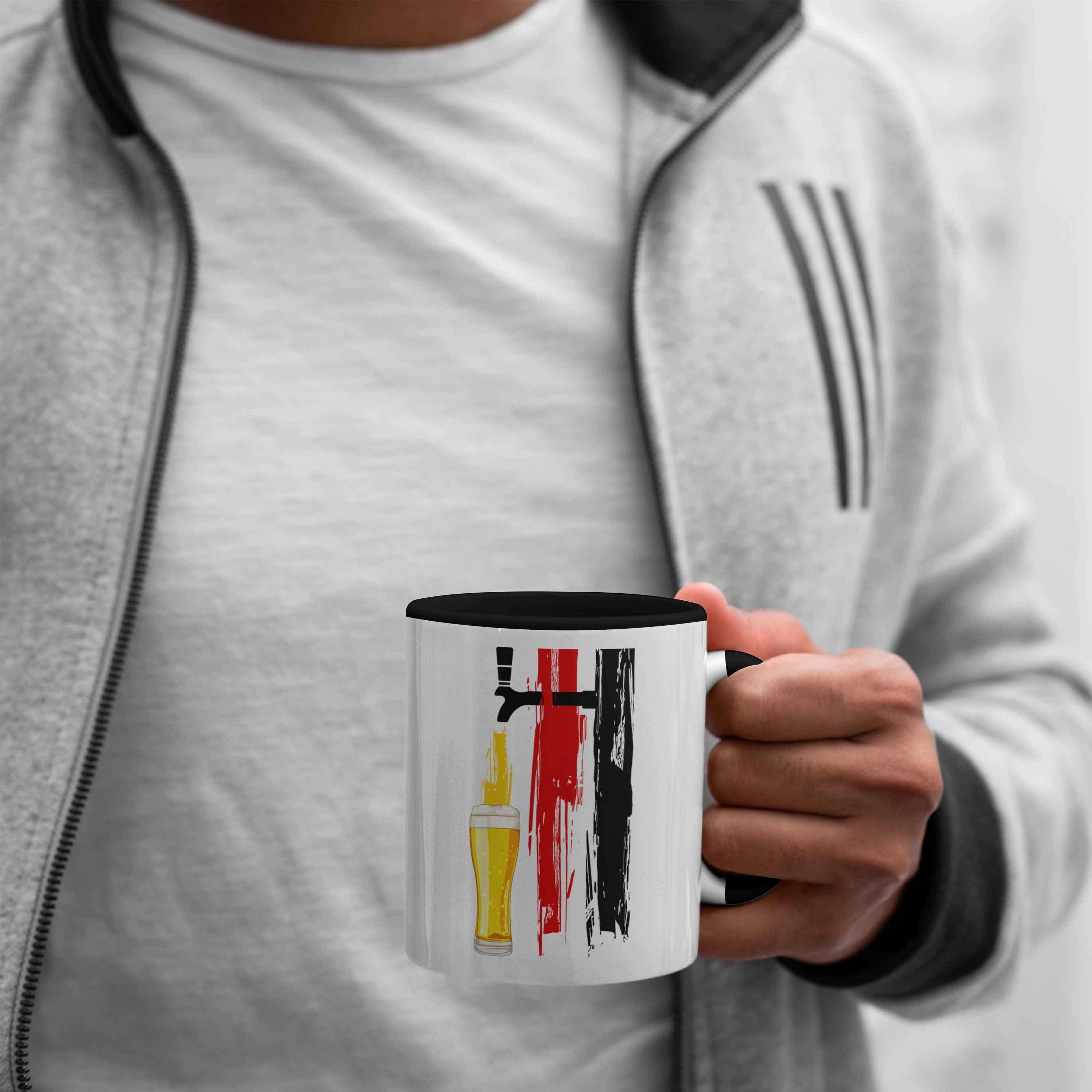 Tasse Deutschlandflagge Grafik Tasse Schwarz Trendation Bier Geschenke für Trendation - Männer und mit Bier