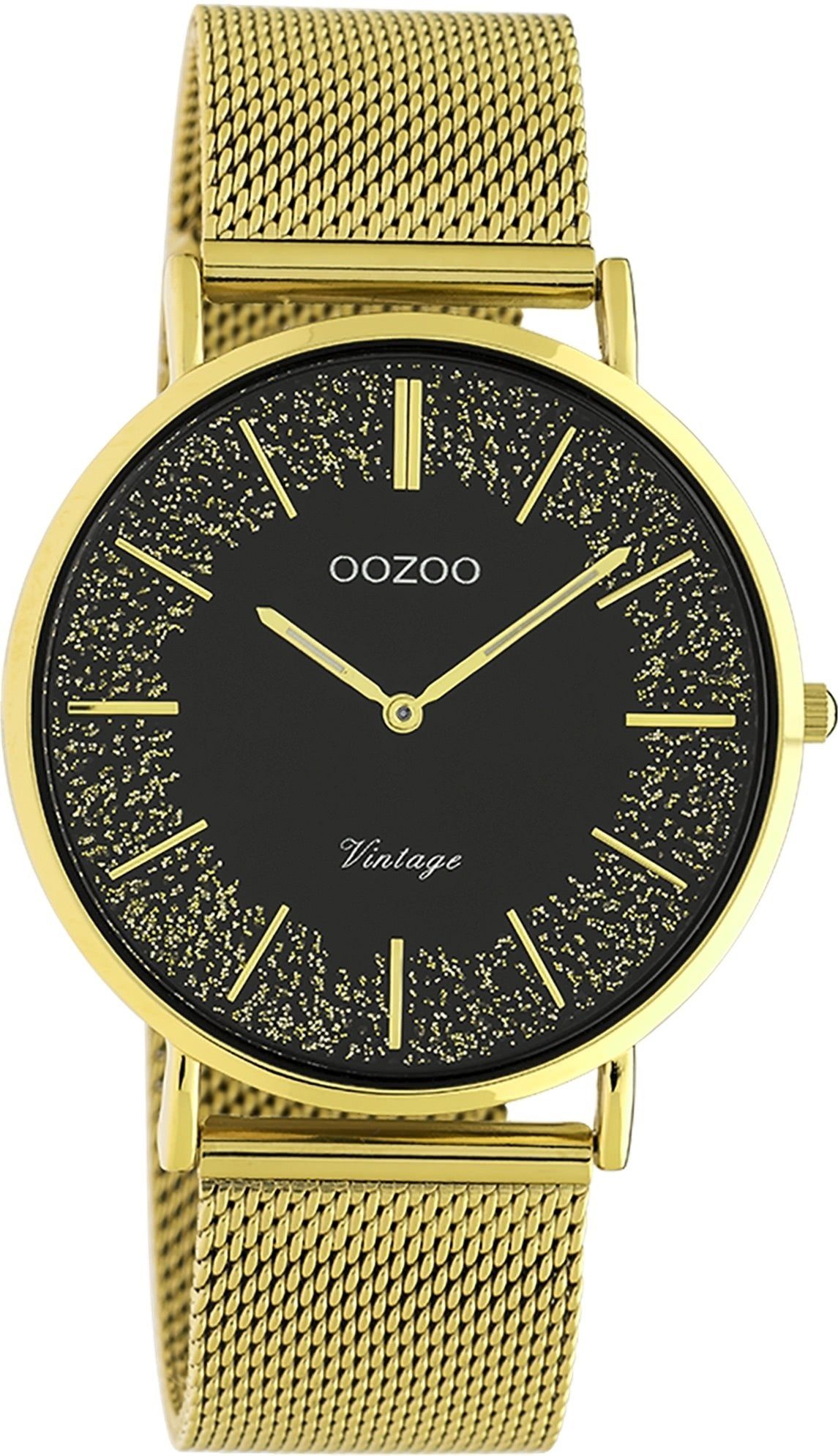 OOZOO Quarzuhr Oozoo Damen Armbanduhr goldfarben Analog, (Analoguhr), Damenuhr rund, groß (ca. 40mm) Edelstahlarmband, Elegant-Style