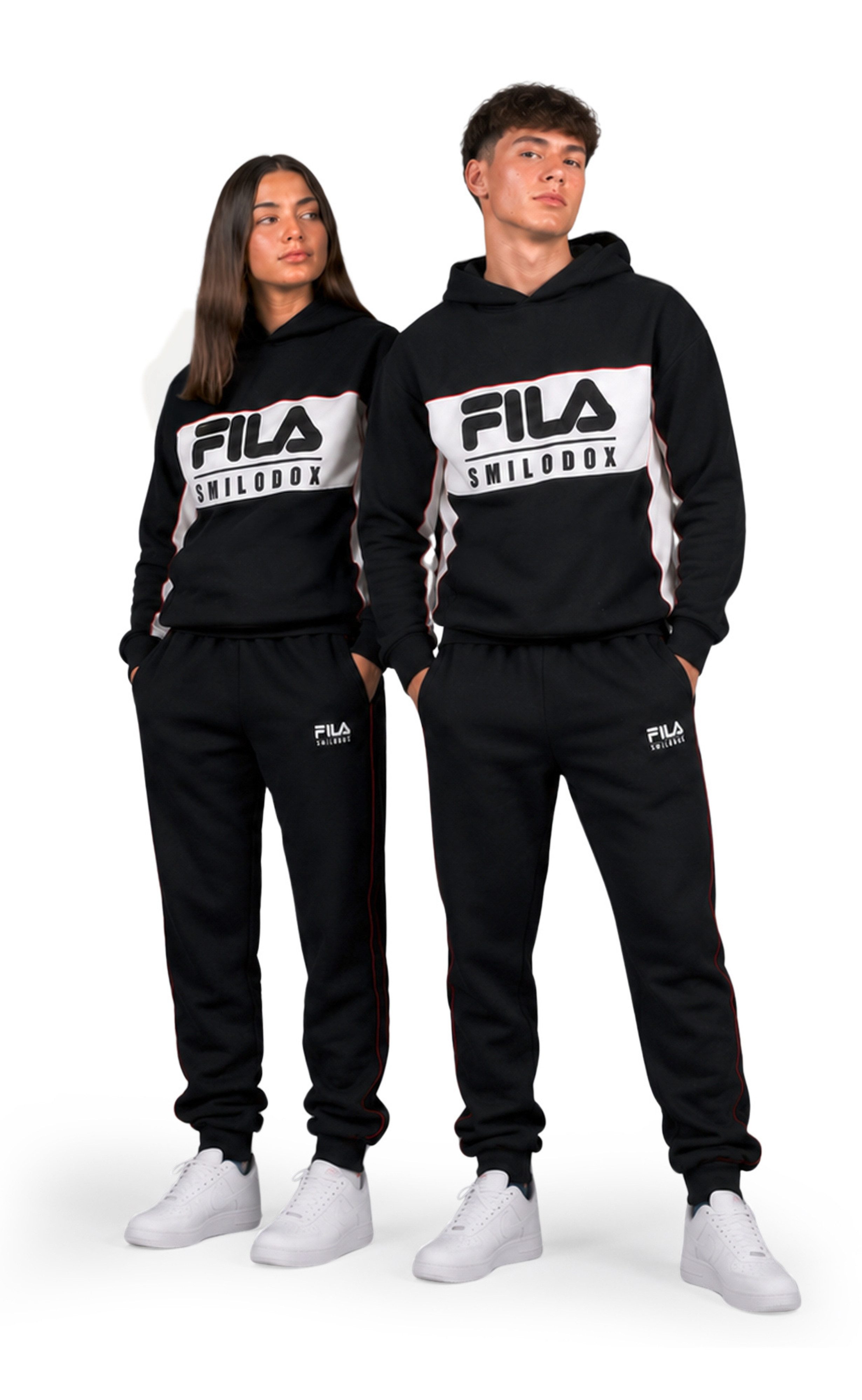 Smilodox Jogginganzug Maye Teens, Fila Trainingsanzug Baumwolle, Sportanzug, Outfit Set, 2-teilig Set, Color Block, Kontraststreifen, Gym & Sporbekleidung
