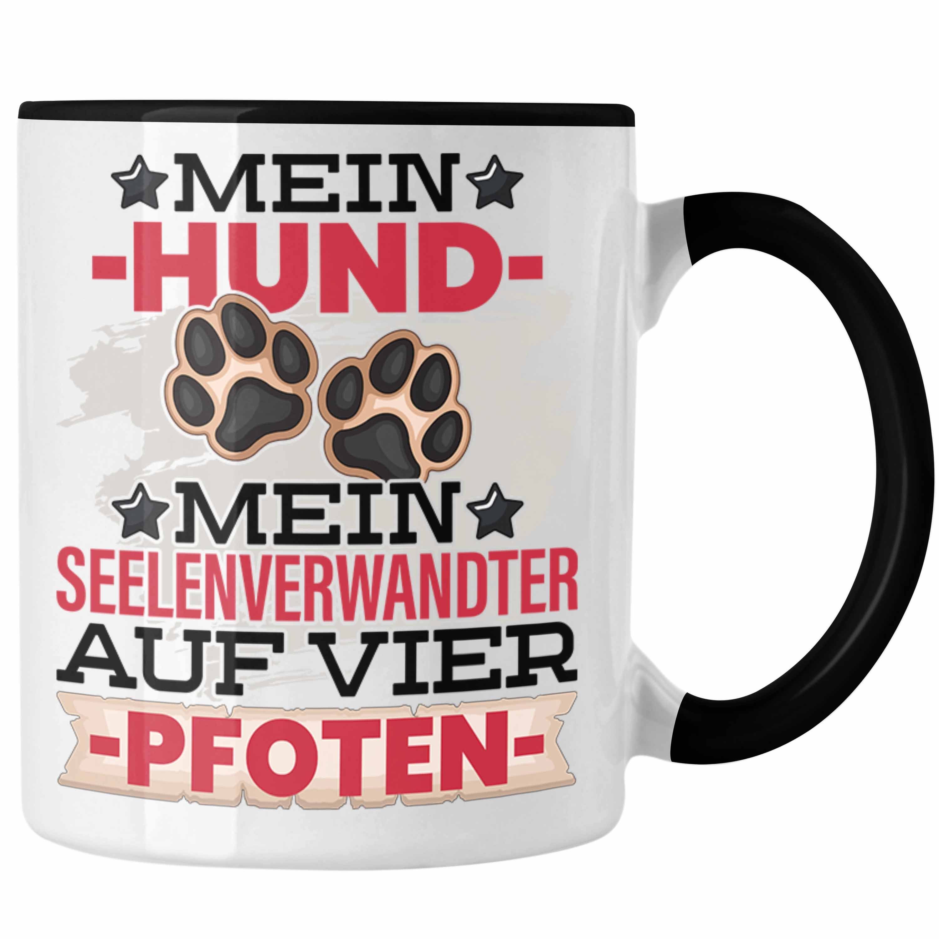 Trendation Tasse Hundebesitzer Tasse Geschenk Kaffee-Becher Hunde Mein Seelenverwandter Schwarz