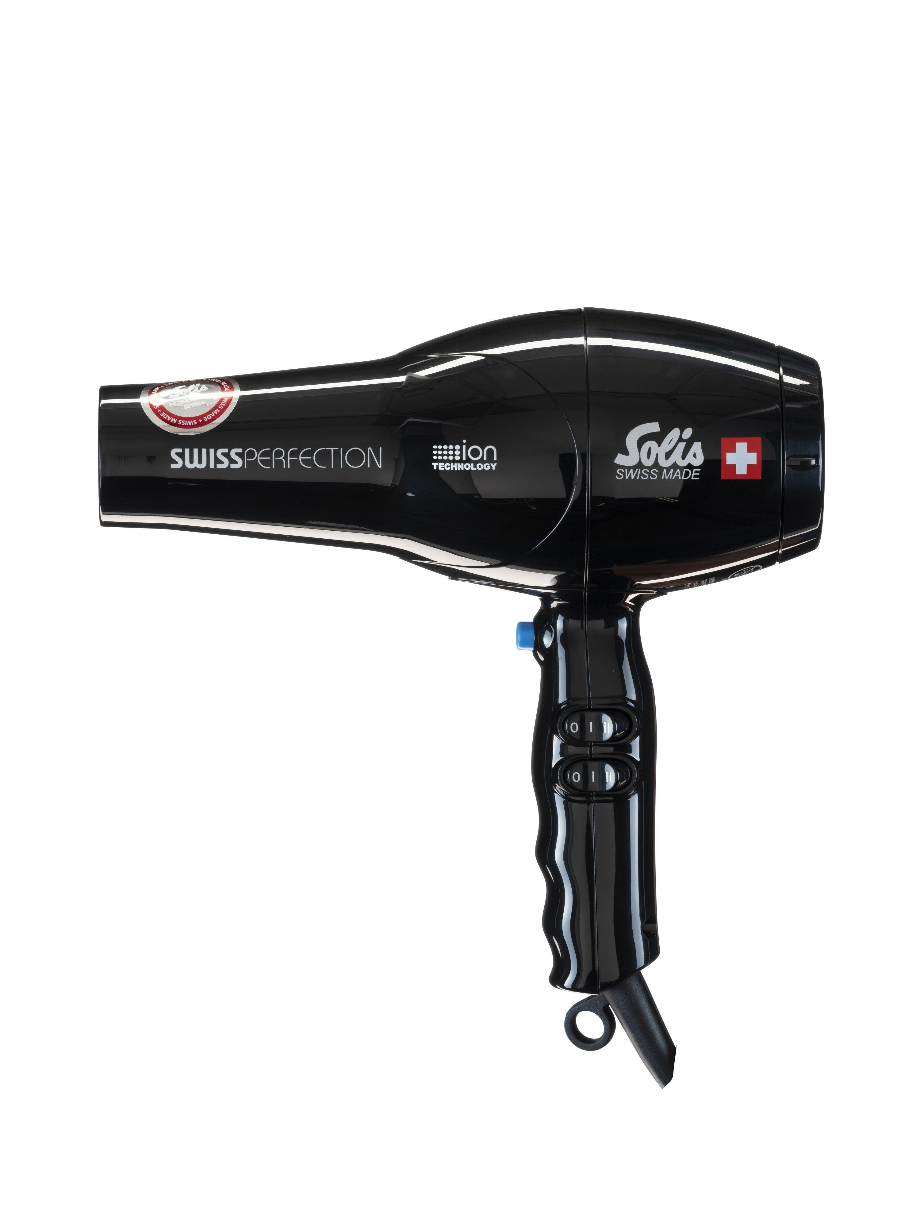 SOLIS OF SWITZERLAND Haartrockner Swiss Perfection Typ 440, 2300 W, 5 Stufen, Kaltstufe, Ionen-Technologie, 230 V schwarz