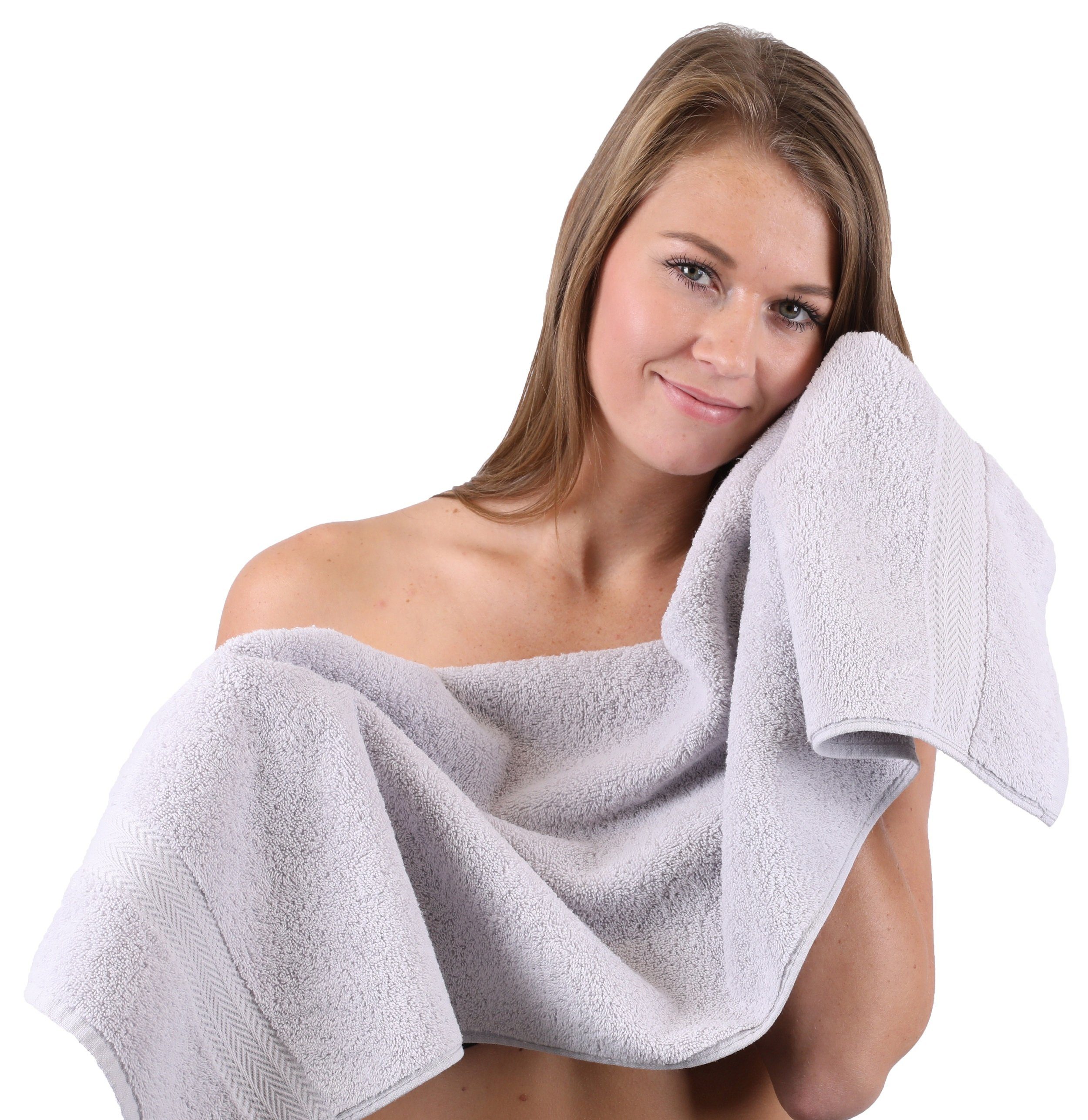 Handtuch-Set Handtuch Baumwolle Set schwarz und 4 Silbergrau, 100% Premium Baumwolle Farbe 2 100% 6-TLG. Duschtücher Betz Handtücher