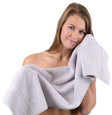 Betz Handtuch Set 6-TLG. Handtuch-Set Premium 100% Baumwolle 2 Duschtücher 4 Handtücher Farbe schwarz und Silbergrau, 100% Baumwolle