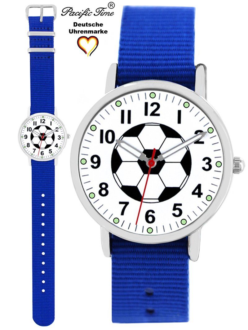 Pacific Time Quarzuhr Kinder Armbanduhr Fußball Wechselarmband, Mix und Match Design - Gratis Versand royalblau | Quarzuhren