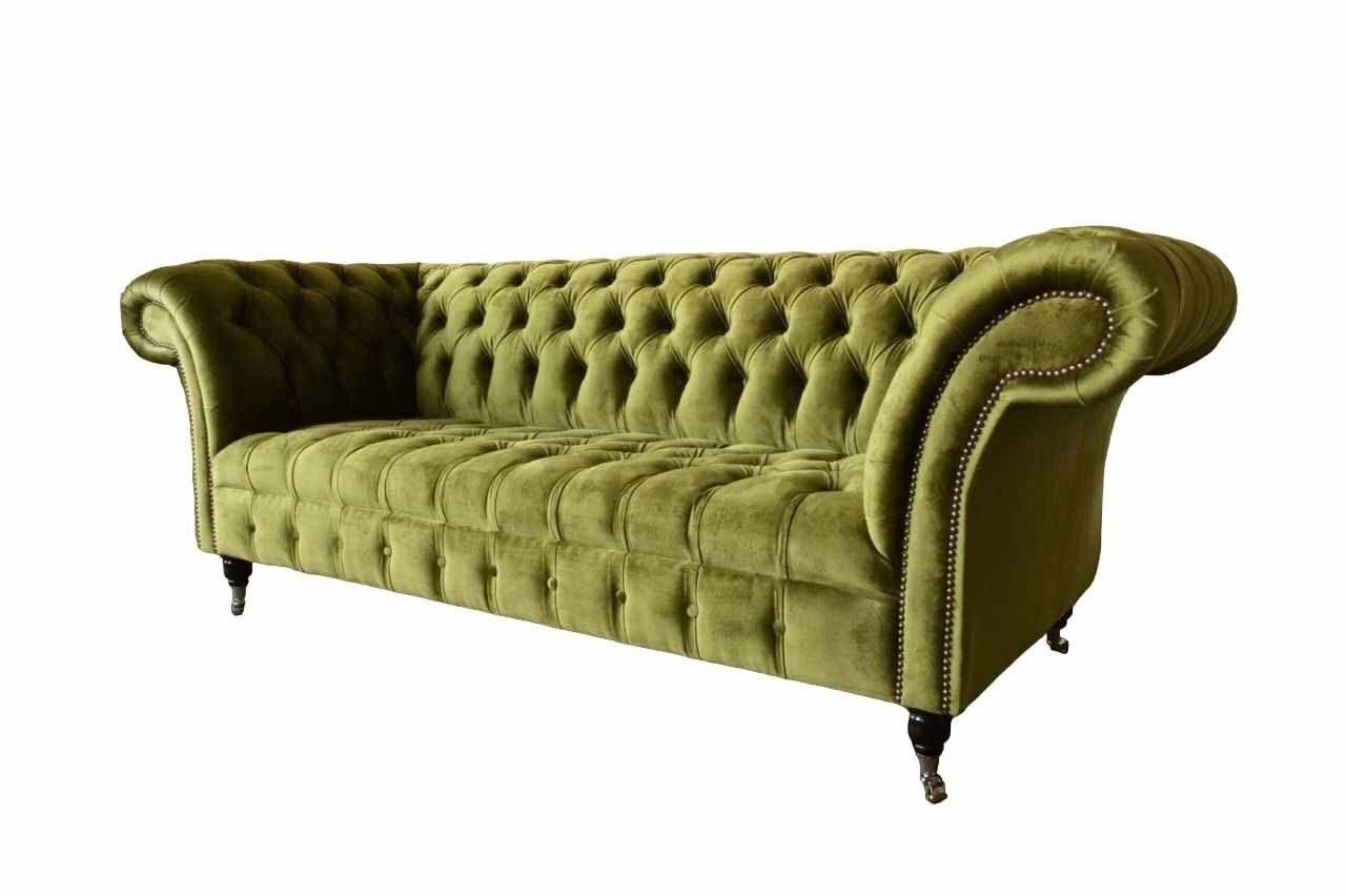 JVmoebel Sofa Design Chesterfield Sofa 3 Sitzer Grün Couch Polster Sofas Wohnzimmer, Made In Europe