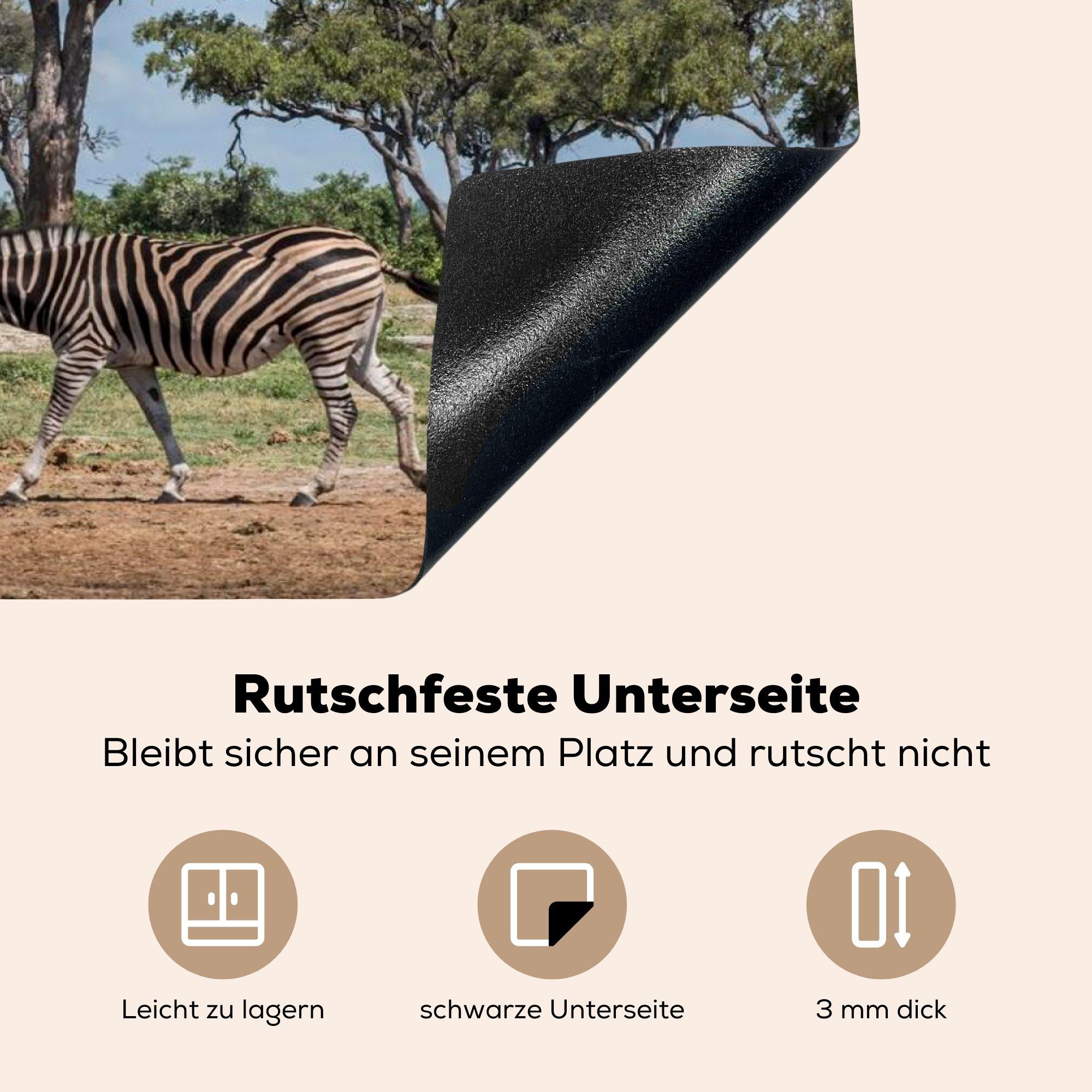 cm, für Vinyl, Ceranfeldabdeckung im Zebras Chobe-Nationalpark, Herdblende-/Abdeckplatte (1 mit tlg), Induktionskochfeld küche, 81x52 MuchoWow Schutz die Landschaft