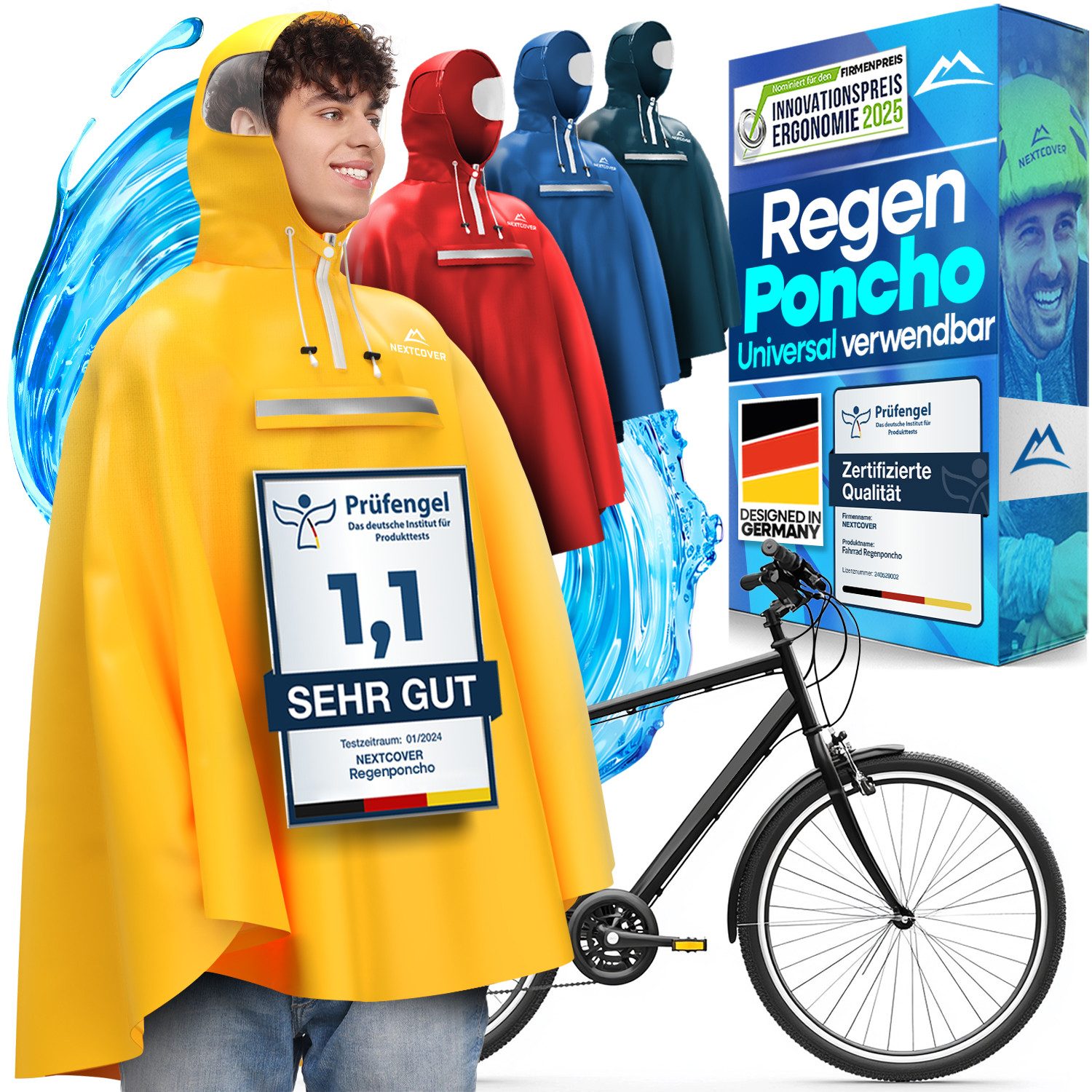 Nextcover Regenponcho NEXTCOVER® NEU Regenponcho Fahrrad für Damen & Herren