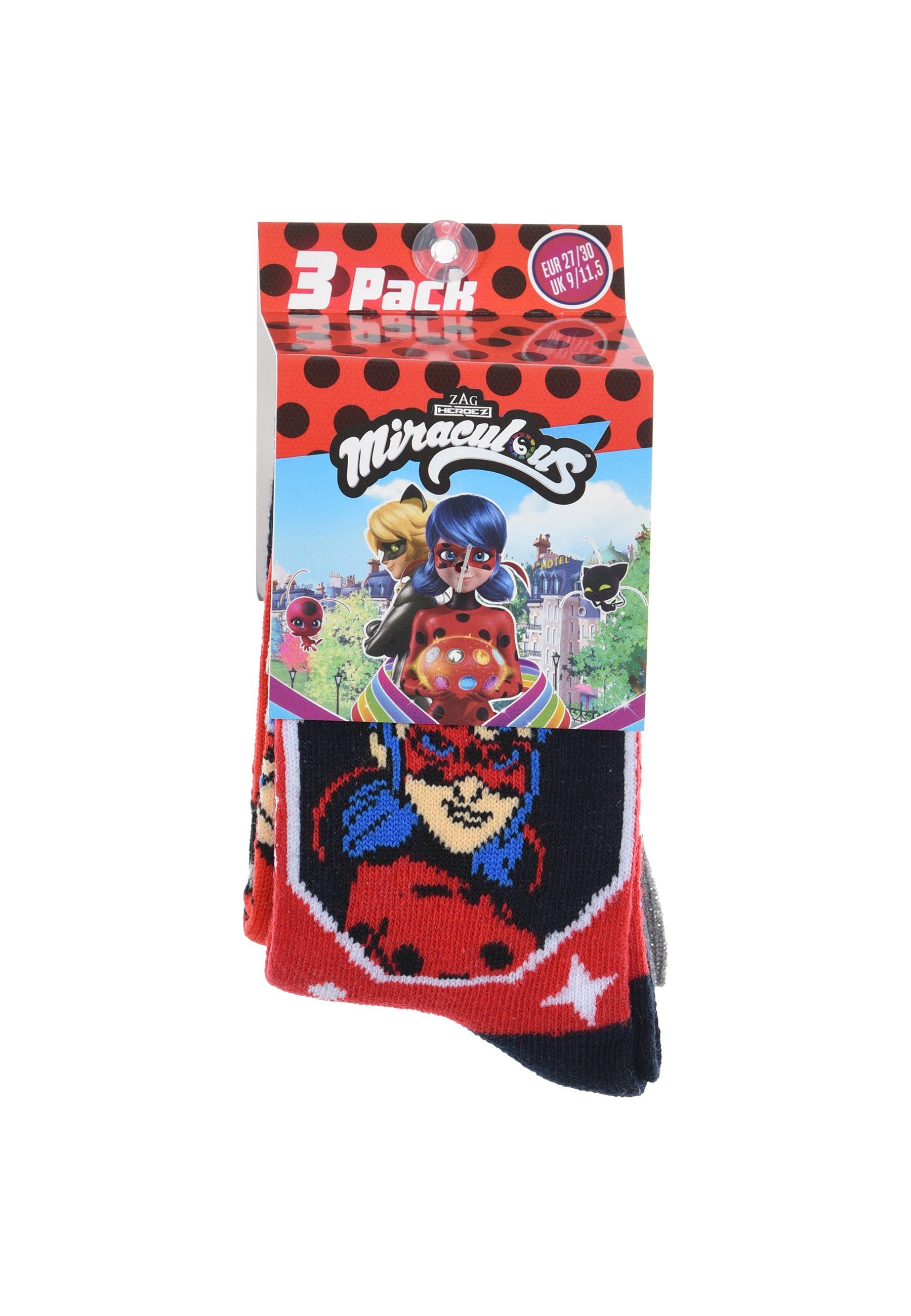Socken Kinder Socken Mädchen Miraculous - (3-Paar) Ladybug Ladybug Strümpfe