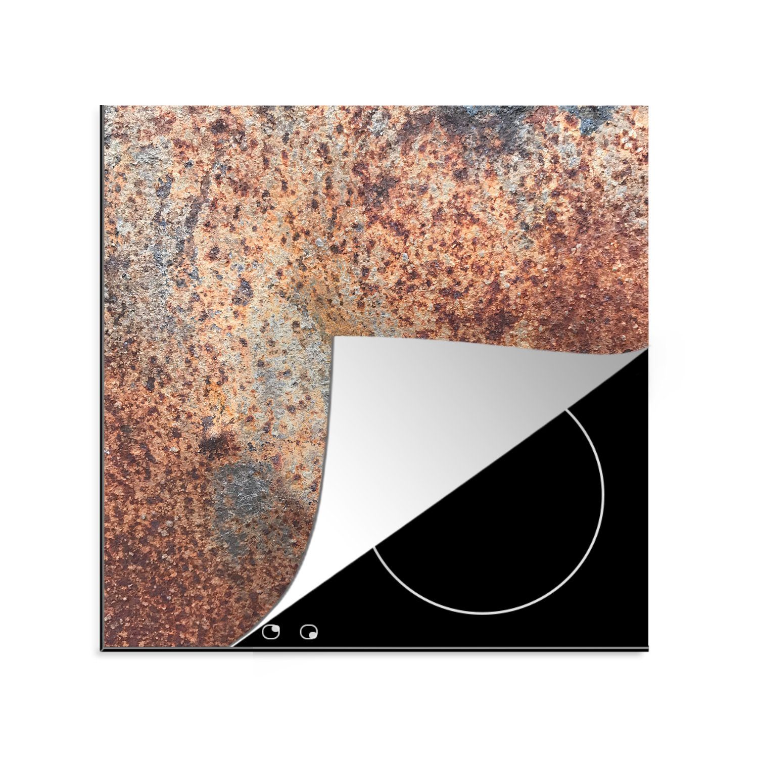 MuchoWow Herdblende-/Abdeckplatte Blech - Eisen - Rost, Vinyl, (1 tlg), 78x78 cm, Ceranfeldabdeckung, Arbeitsplatte für küche
