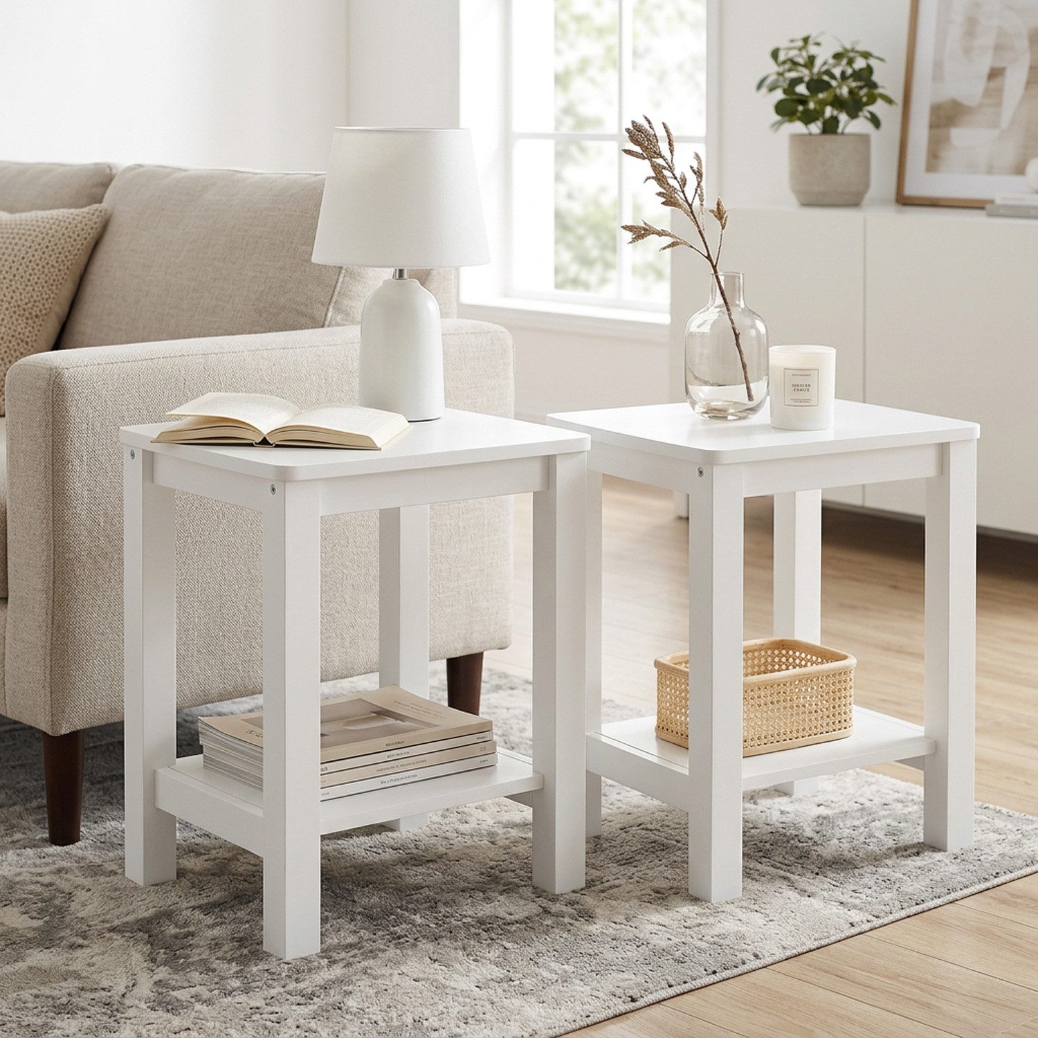Eckige weiße Holz Beistelltische online kaufen