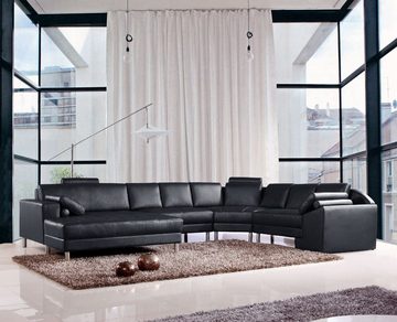 JVmoebel Ecksofa Schwarz Ecksofa U-Form Luxus Stil Modern Wohnzimmer Sofa SOFORT, 1 Teile, Made in Europa